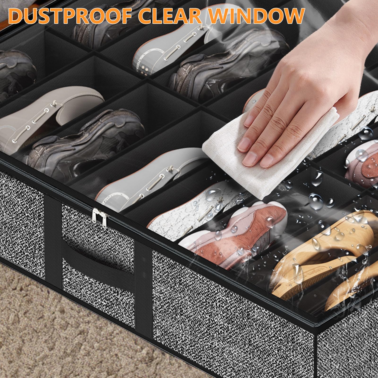 Lot de 2 organiseurs de rangement pour chaussures sous le lit pouvant contenir 16 paires de chaussures et 4 paires de bottes, bacs de rangement pour chaussures sous le lit, organisateur de zapatatos