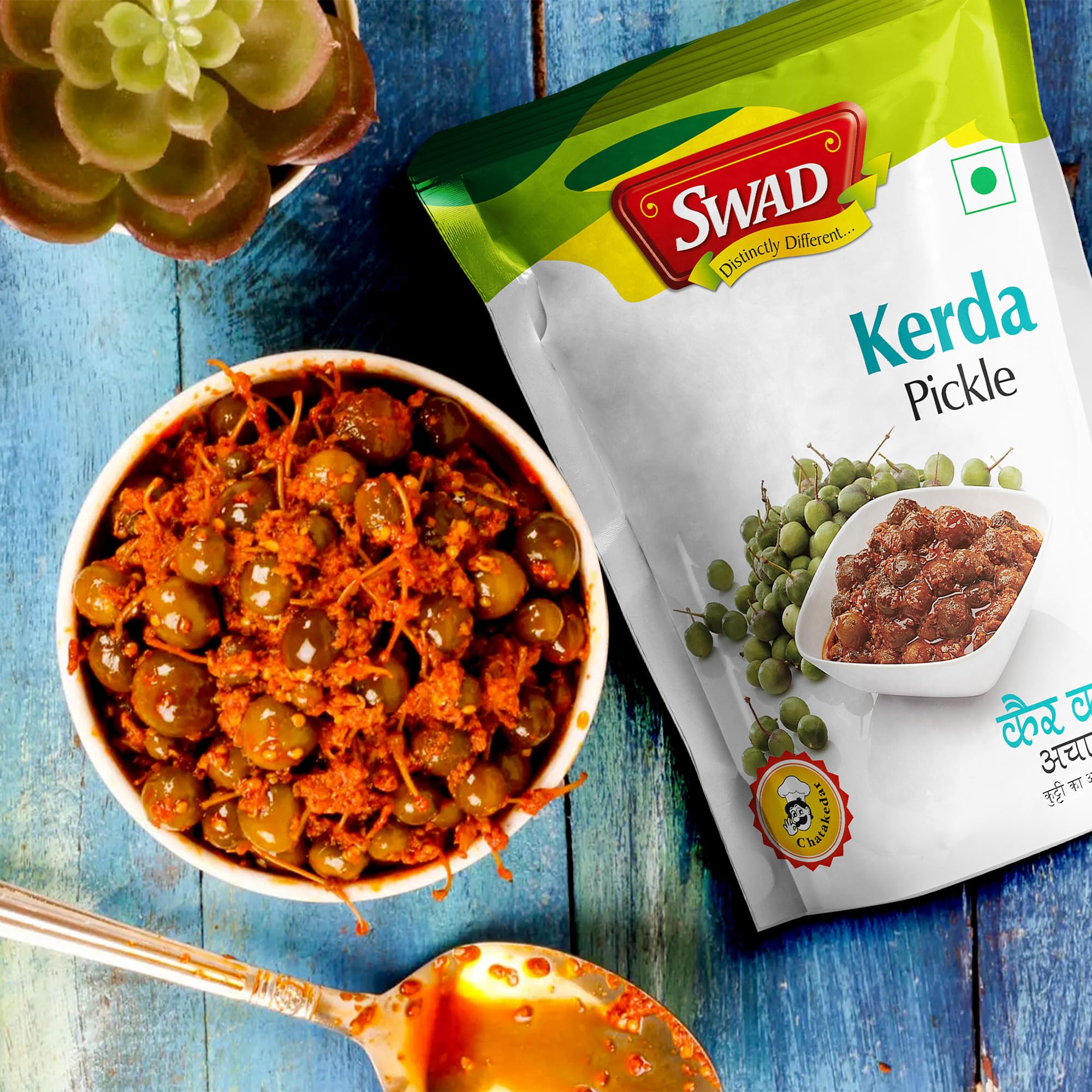 SWAD Traditional and Delicious Tenti Dela Pickle/ Gunda Kerda Achar/ Lasode Gunda Pickle Home Made Rajasthani lasoda Gujrati achar, Lasode Gunda Pickle Achar - 200 gm (Pack of 8) 1