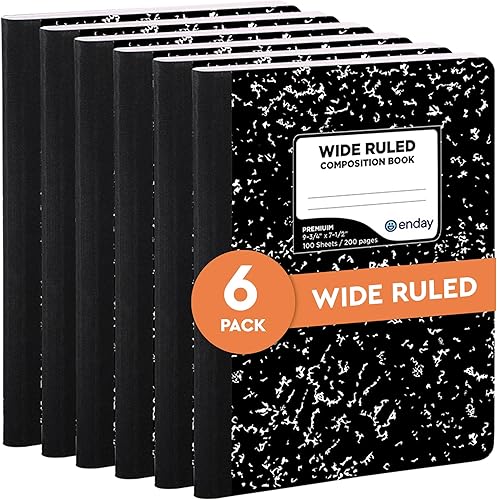 Emraw Composition Books - Cuadernos de tapa duradera estilo mármol blanco y negro, 100 hojas, libro de escritura para la escuela y diario (paquete