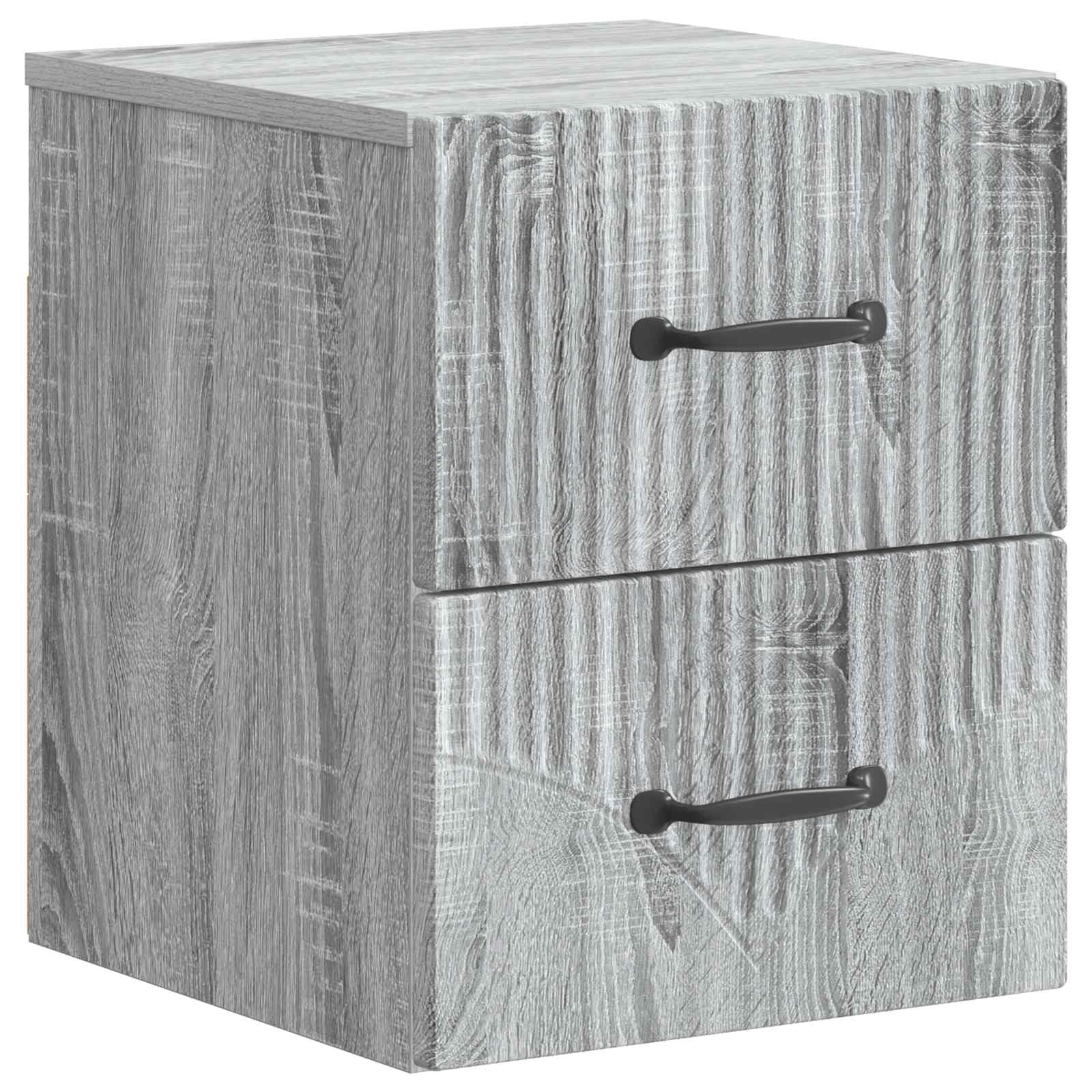 Lot de 2 tables de chevet murales en gris Sonoma de 34,5 x 33 x 40 cm, design moderne, solution peu encombrante pour chambre à coucher, matériau en bois robuste, polyvalent