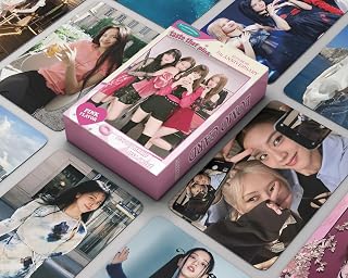 55pcs Black-pink 2023 7th Anniversary Photo Cards Jennie Lisa Rose Jisoo Solo Greeting Cards KPOP Black-pink Lomo Card with Pink Postcards Box for Blink Girls and Boys (Pink C)