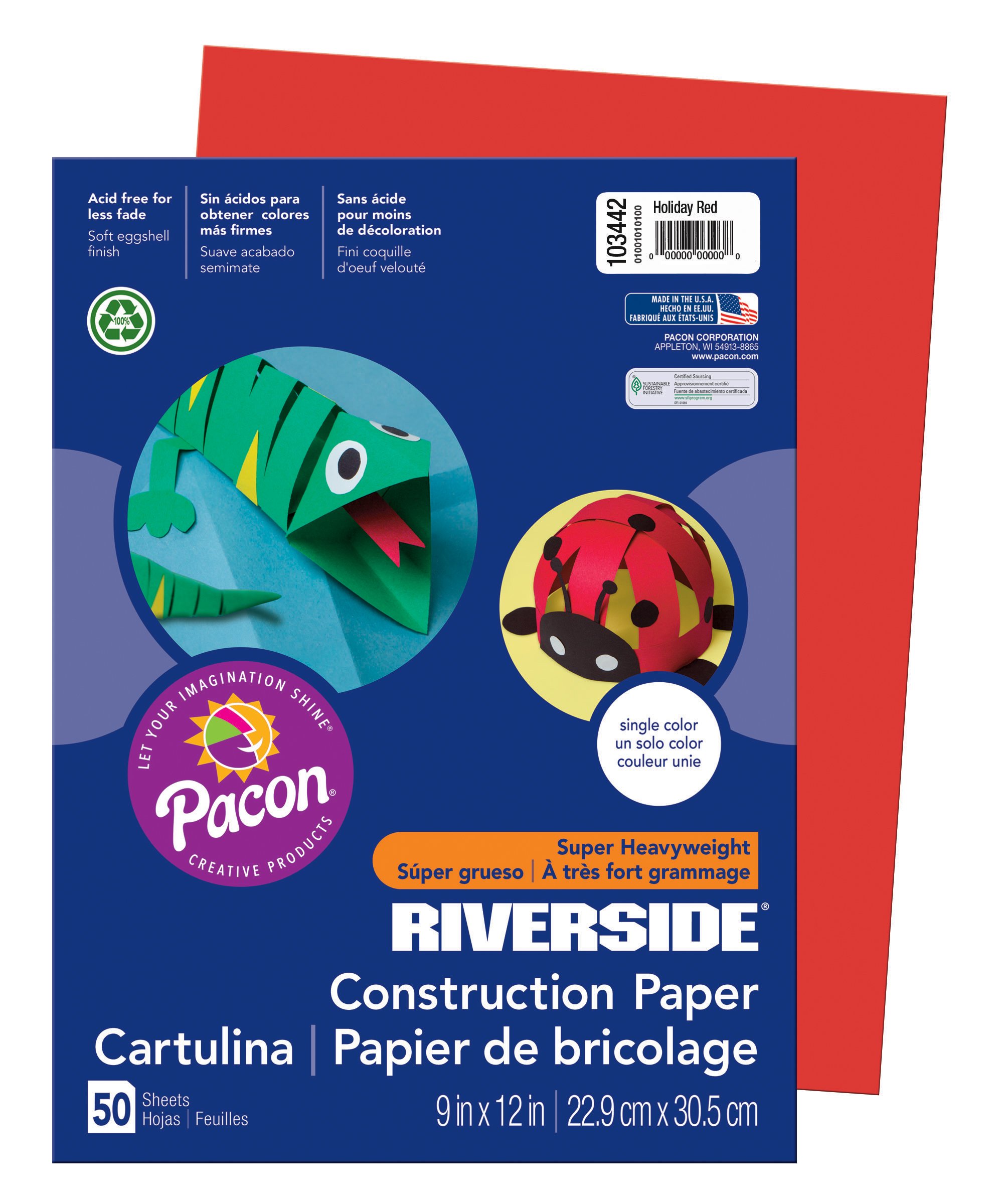 PACONPAC103442 - Riverside Construction Paper (Holiday Red) (50 sheets)