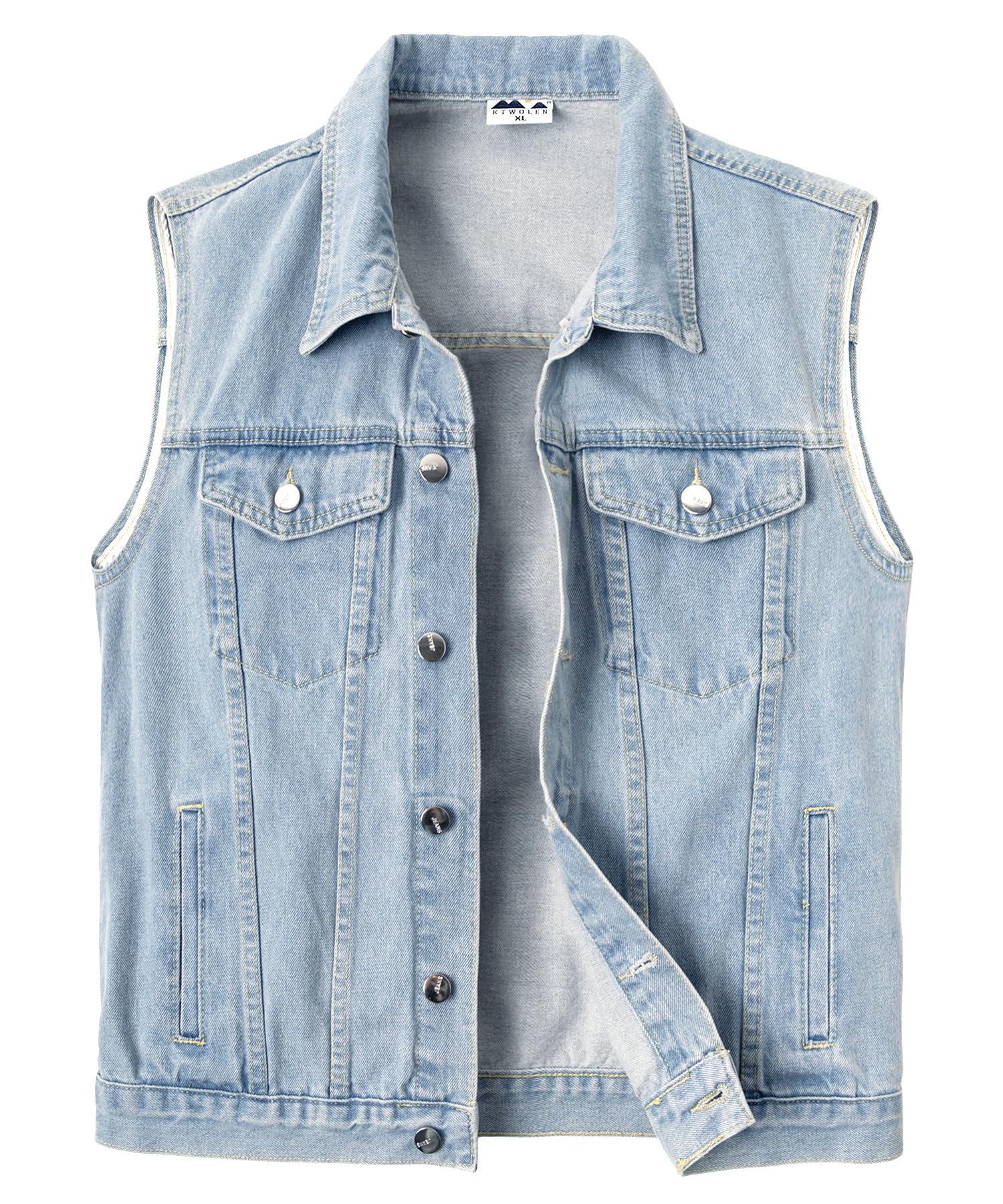 Chaleco Vaquera para Hombre Vintage Chaleco de Jeans Chaqueta Vaquera Sin Mangas Chaleco Moto en Tela Vaquera con Botón