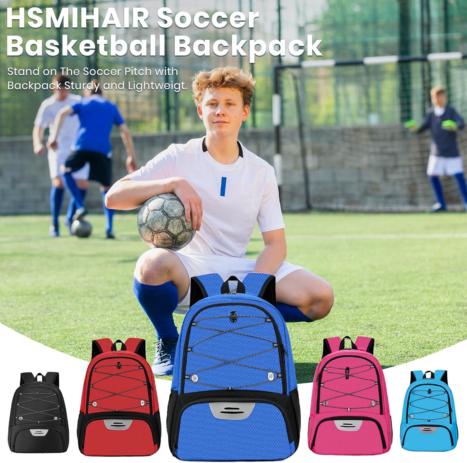 Youth Soccer Bag-Soccer Backpack&Backpack for Football Basketball,with Ball Compartment Separate Cleat Package - Image 7