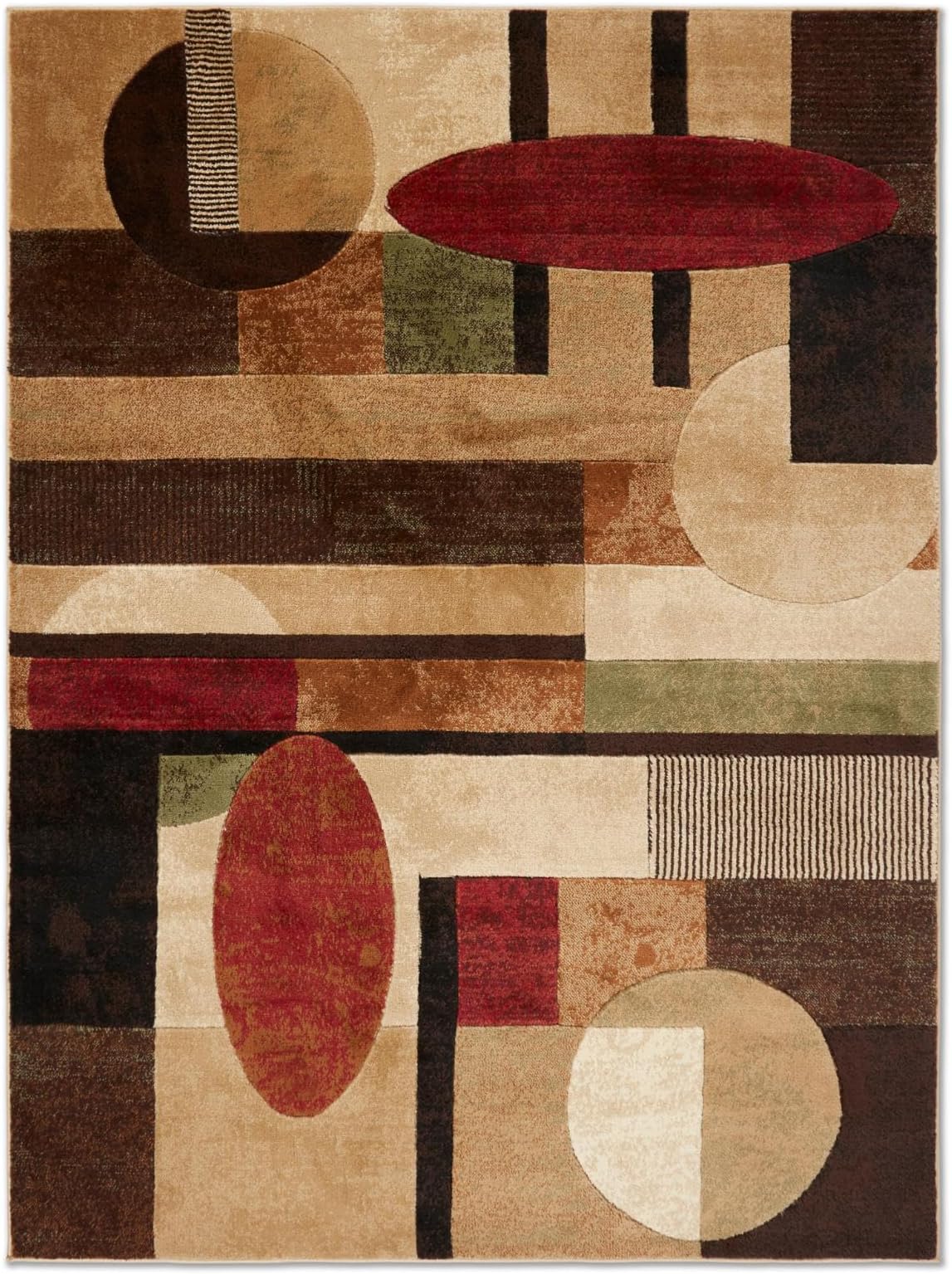 Tribeca Jasmine Modern Area Rug, Abstract Brown/Green 5'2"x7'2"