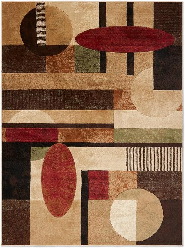 Tribeca Jasmine Modern Area Rug, Abstract Brown/Green 5'2"x7'2"
