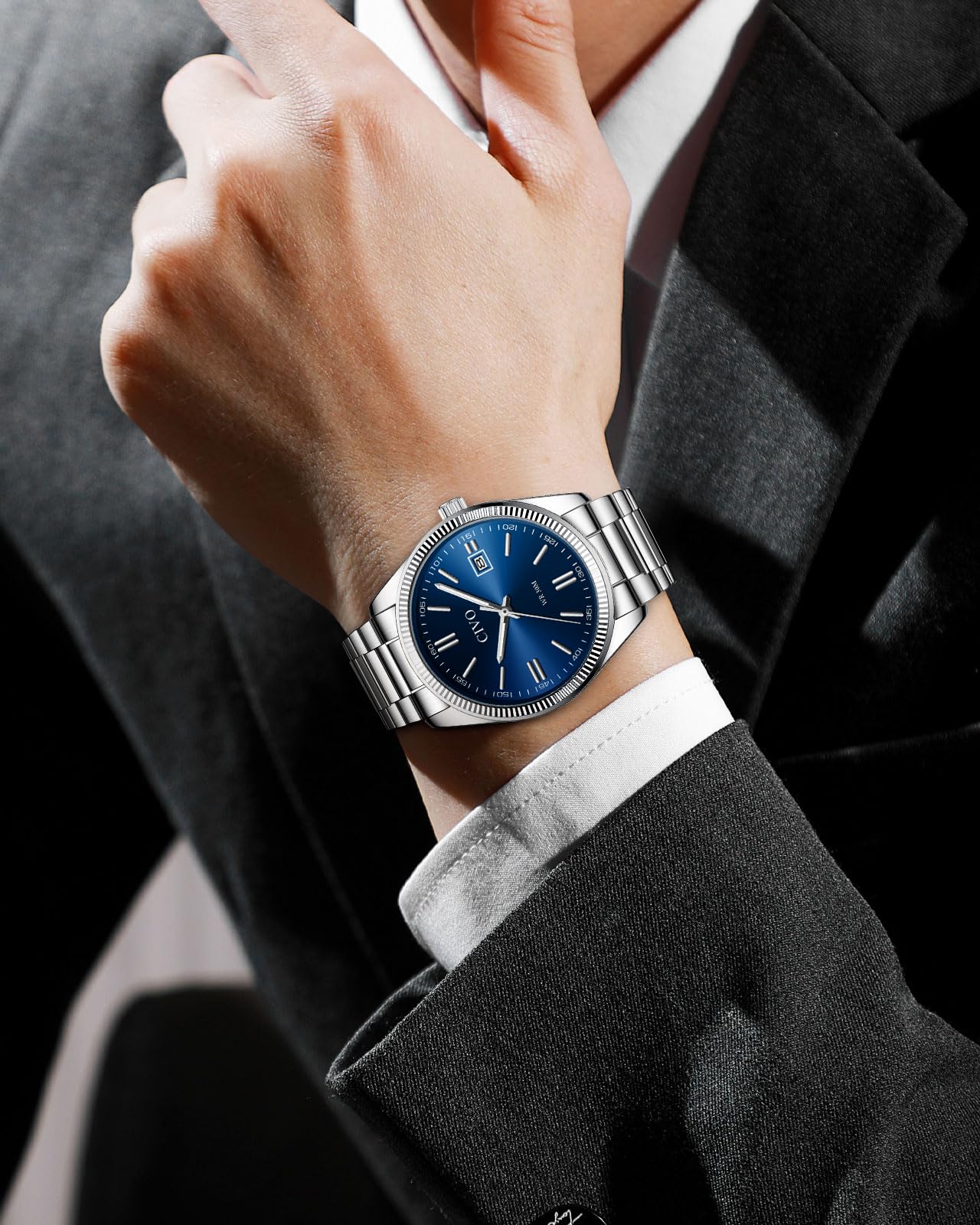 CIVO Analog Mens Watches Silver: Wrist Watches with Date Easy to Read - Dress Stainless Steel Watch for Men Gifts for Husband Father at Birthday Anniversary