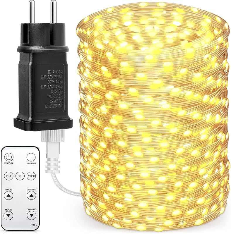 BESCOST 300 LED Kültéri Fényfüzér Meleg Fehér 8 Móddal Vízálló Kerti Dekoráció