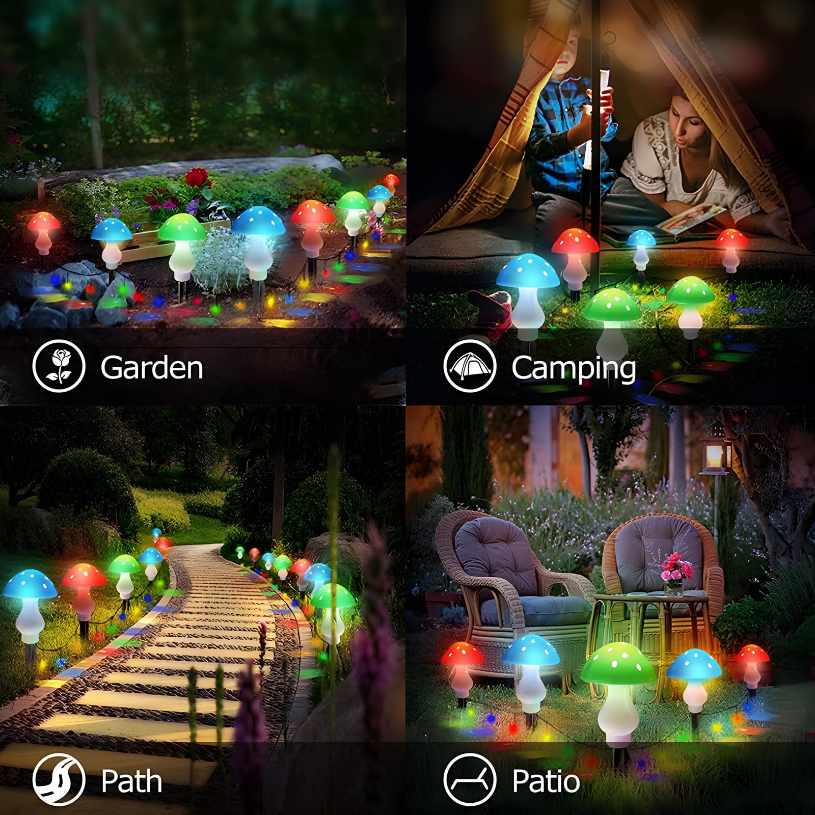 Bshine Luce Solare A Fungo In Vetro Mosaico – Decorazione Da Giardino Fatta A Mano – Impermeabile Con Luci LED Calde