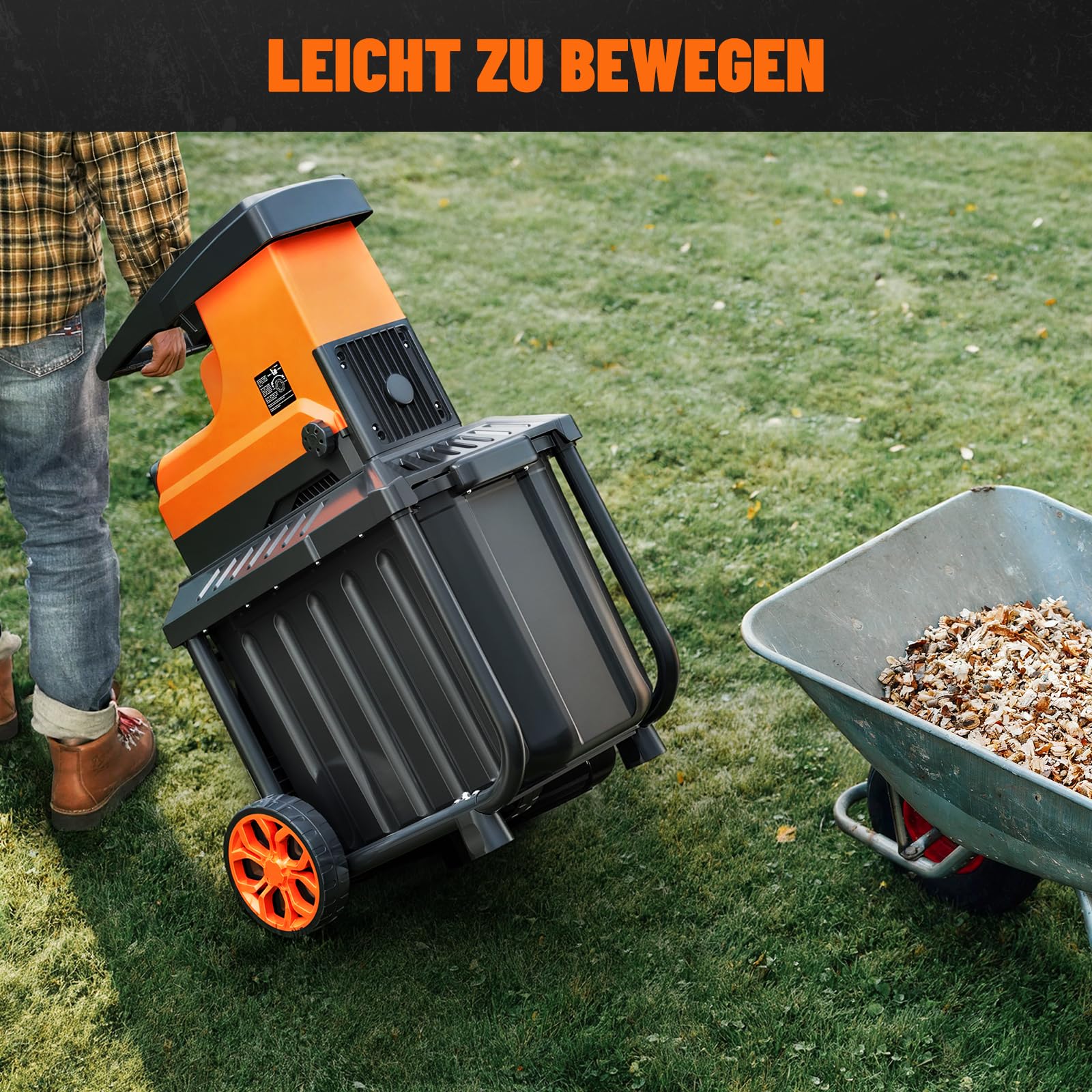 DOVAMAN GT10 APEX Gartenhäcksler, 2800W Bürstenloser Motor, 400Nm Drehmoment, 6-Zahn-Walzenmesser, bis 45mm, 60L Box