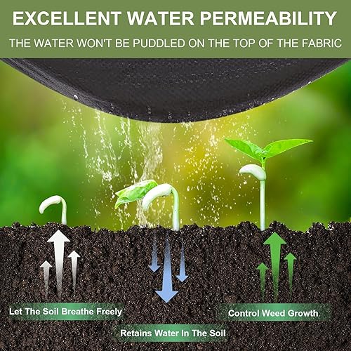 Miniatura 8 de KANAGAWA Tela de barrera de malezas de jardín de 5 x 300 pies, 3.5 onzas, duradera y resistente, para jardín, patio, paisajismo, cubierta inferior,