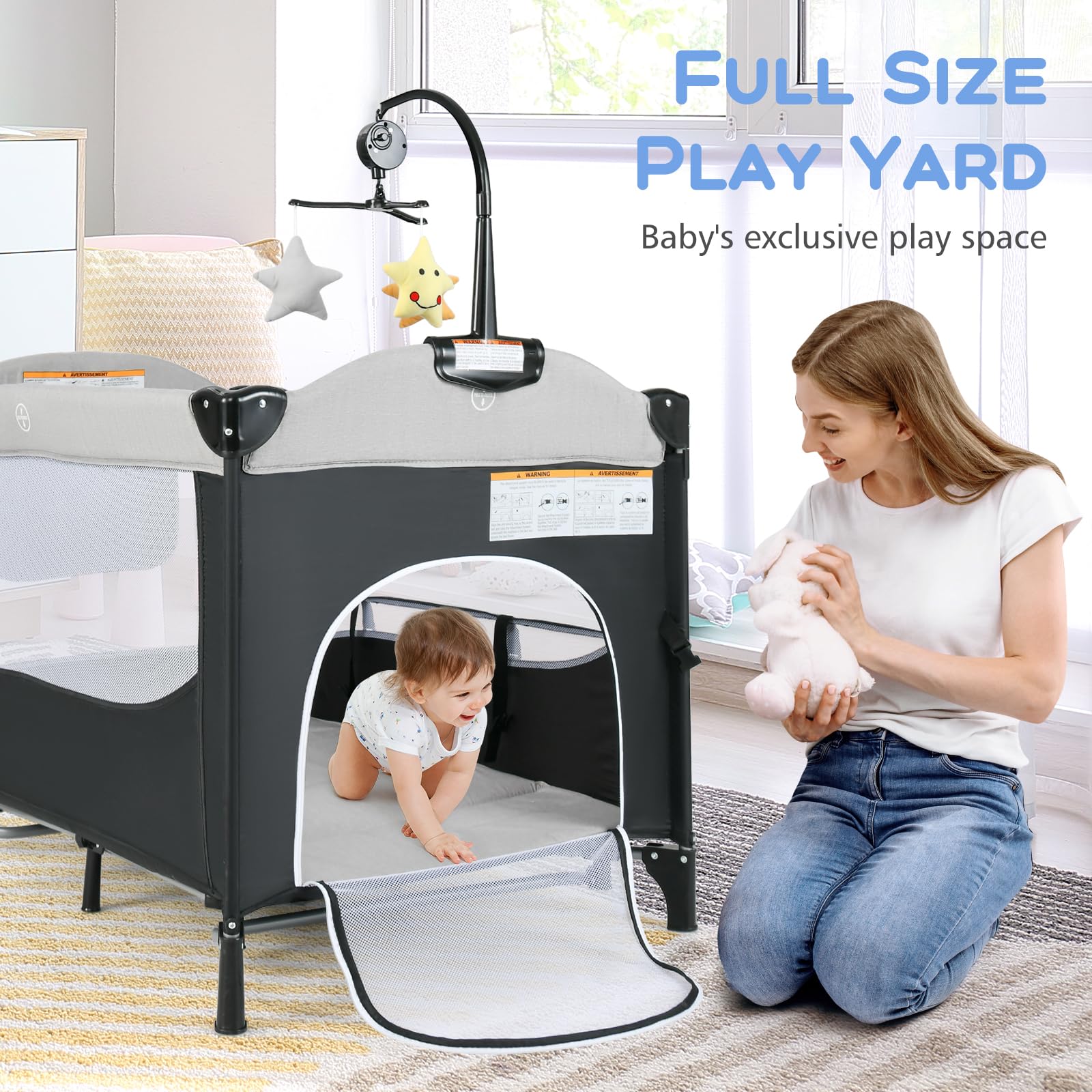 Portable Baby Travel Cot 5-in-1 Baby Travel Cot & Bedside Sleeper With ...