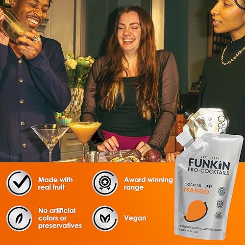Miniatura 65 de Funkin puré de frutas fruta real, dos ingredientes, mezclador natural para cócteles, bebidas, batidos vegano, sin OMG, sin gluten (2.2 libras)