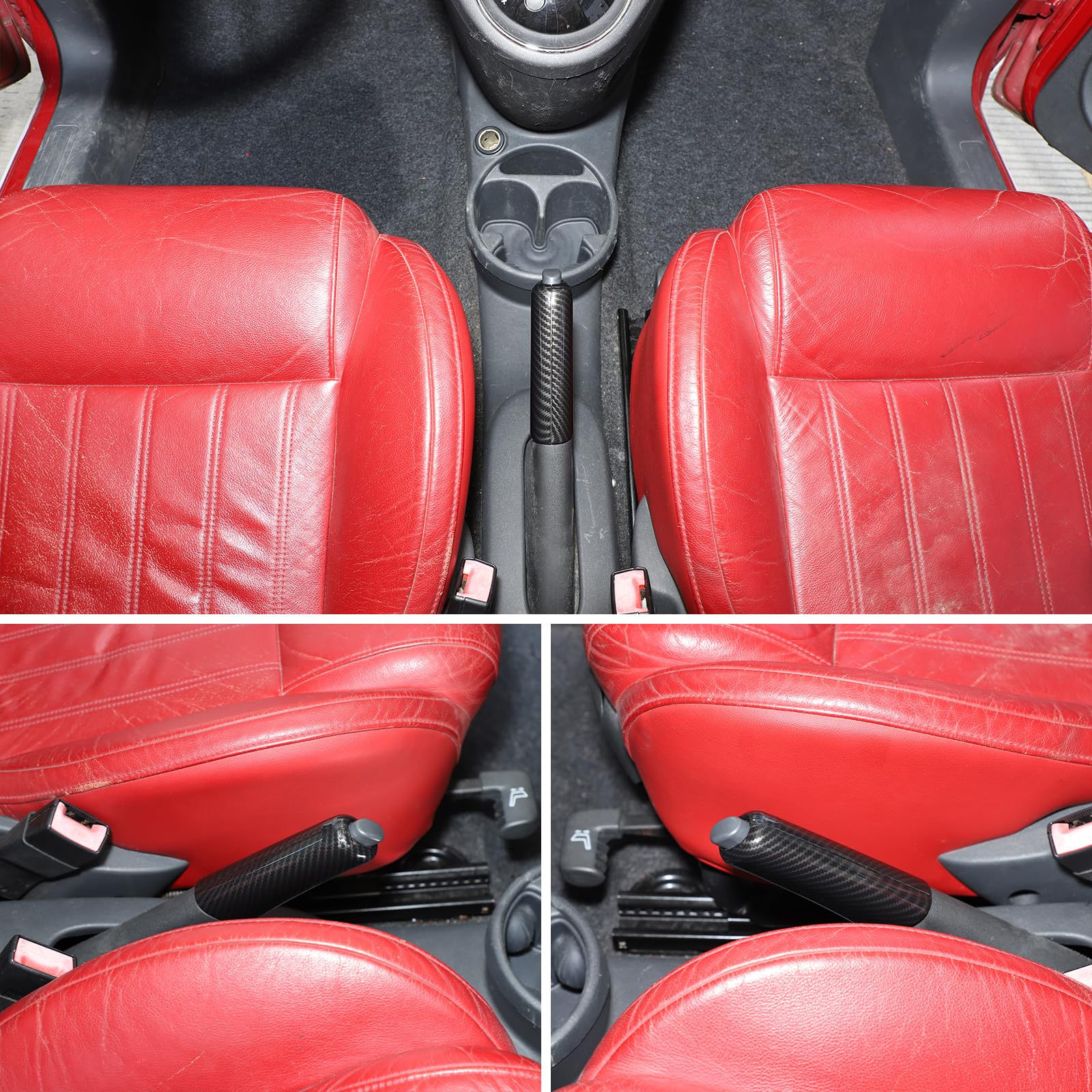 Copertura per leva del freno a mano per @F@iat @500 Abarth 595 2007-2013-2025, copertura del freno a mano in ABS, coperture protettive per pomello del cambio, accessori interni