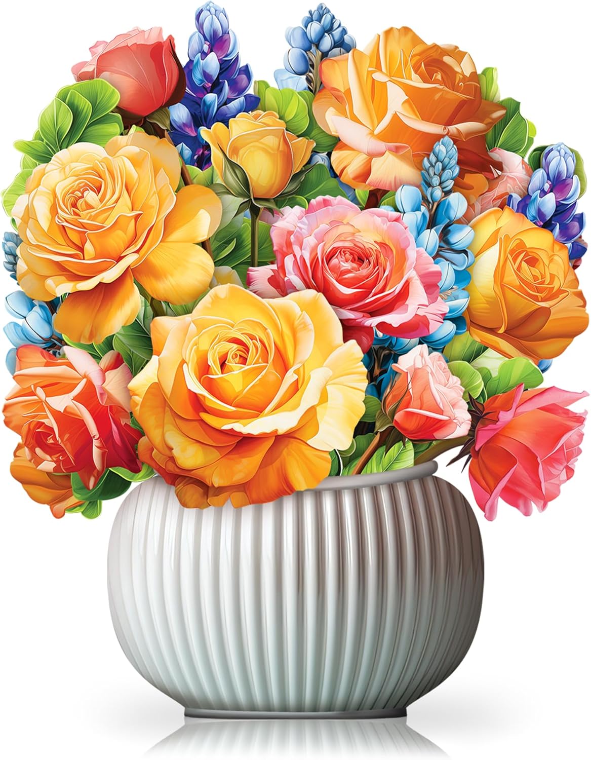 Paper Pop-Up Flower Card, Rose, Forever Flowers Bouquet 3D Popup Greeting Cards, Blank Note Envelope, Birthday Gift Cards, Mother's Day, Holiday Decorations
