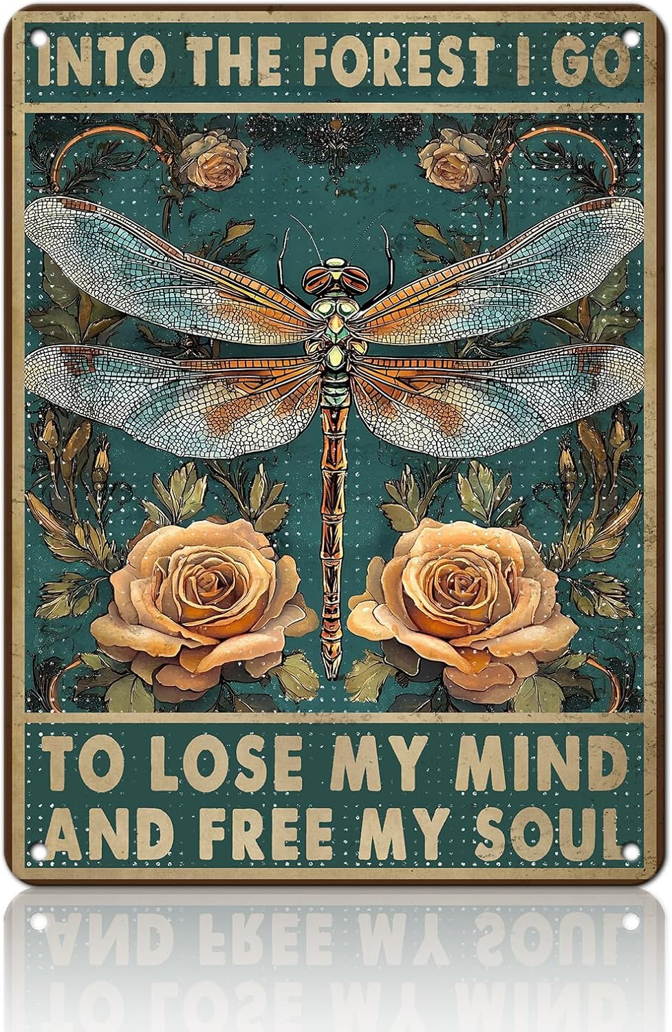 PEACHGARDEN Dragonfly Sign Dragonfly Garden Decor Those We Love Don't Go Away Hippie Vintage Tin Sign Flower Wall Art Metal Tin Sign Housewarming Present 12x16inch