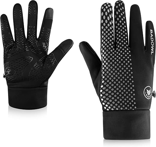 BADOWL Thermo Ride Water Resistant Winter Gloves for Men &amp; Women with Anti-Slip Palm, Extended Wrist Cuff, Touchscreen Sup...
