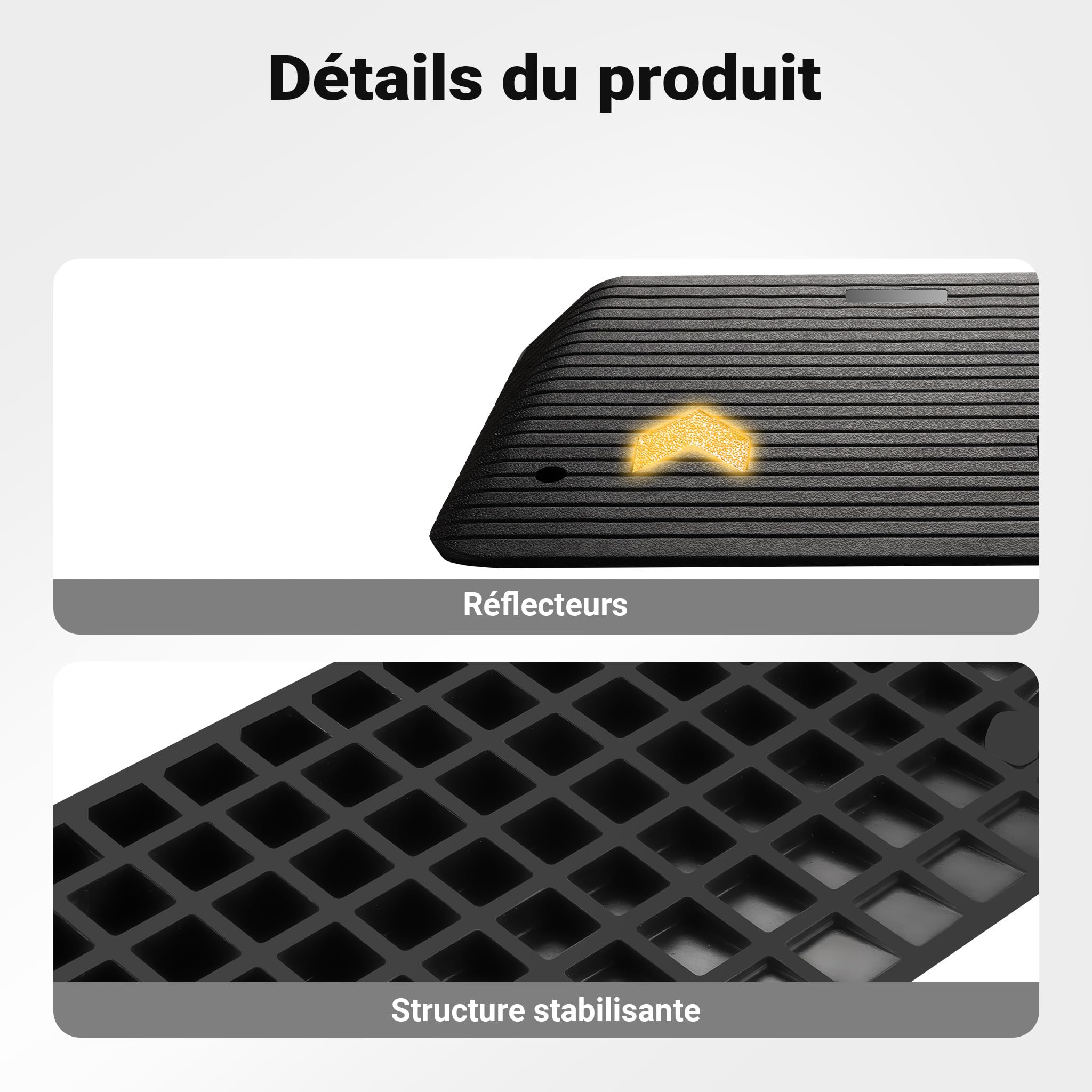 Wiltec Rampe d’accès – 902 x 620 x 102 mm – Capacité Max. 50 t – en Caoutchouc – Handicapés, Fauteuil Roulant & Déambulateur – Surface antidérapante
