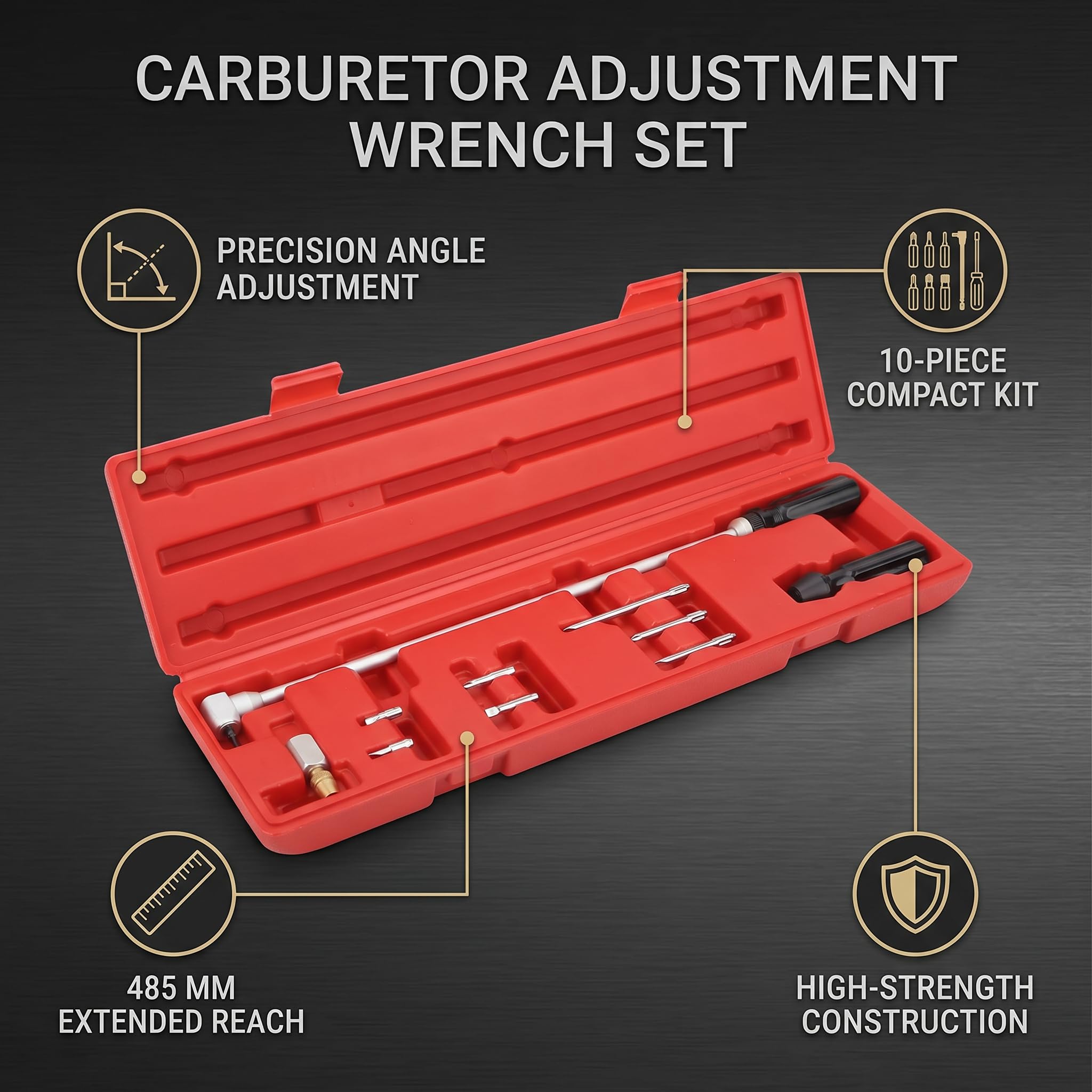 Destornillador Angular de Metal para Carburador, Herramienta de Ajuste de 90 Grados para Motores de Motos de Nieve, ATV, UTV