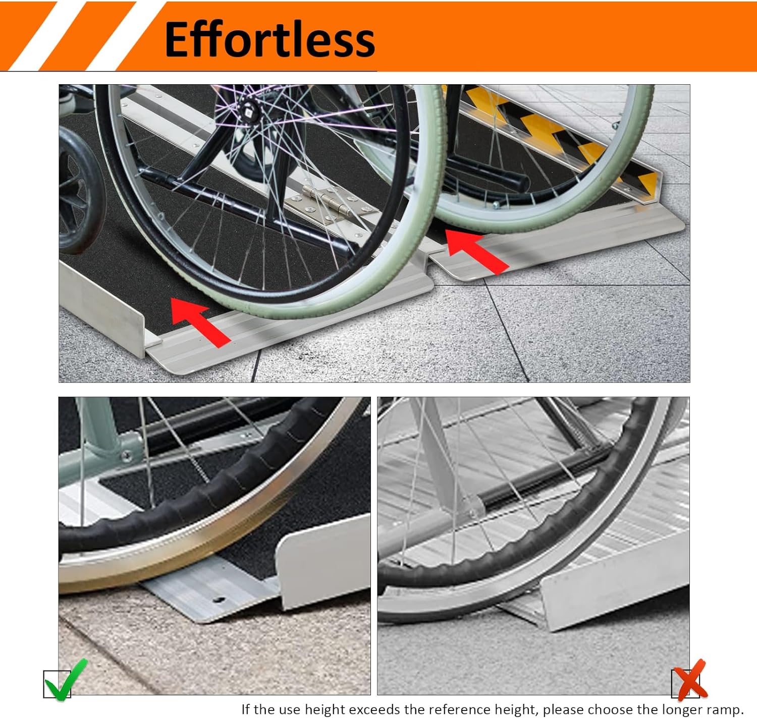 Portable Wheelchair Ramp 4FT, 48 L x 29 W Non-Skid Aluminum Foldable Handicap Ramps for Steps, 800lbs Capacity Threshold Ramps, Lightweight with Handle, for Home,Stairs,Doorways,Curbs (4FT)