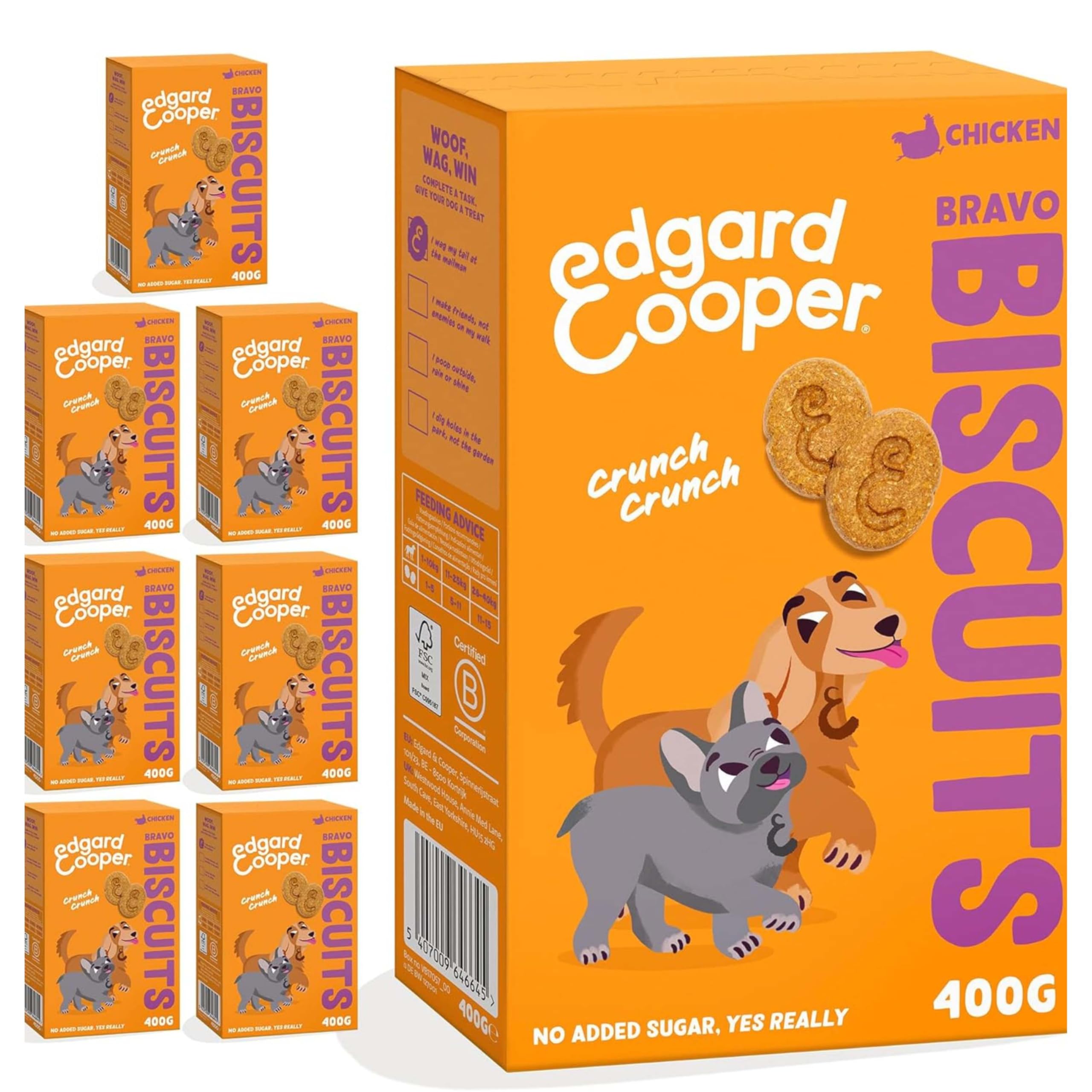 Edgard & Cooper Golosinas naturales - Galletas para Premiar - Pollo - (7 x 400g), Sin cereales, rico en proteína y carne fresca , llena de aminoácidos esenciales para un estómago sano