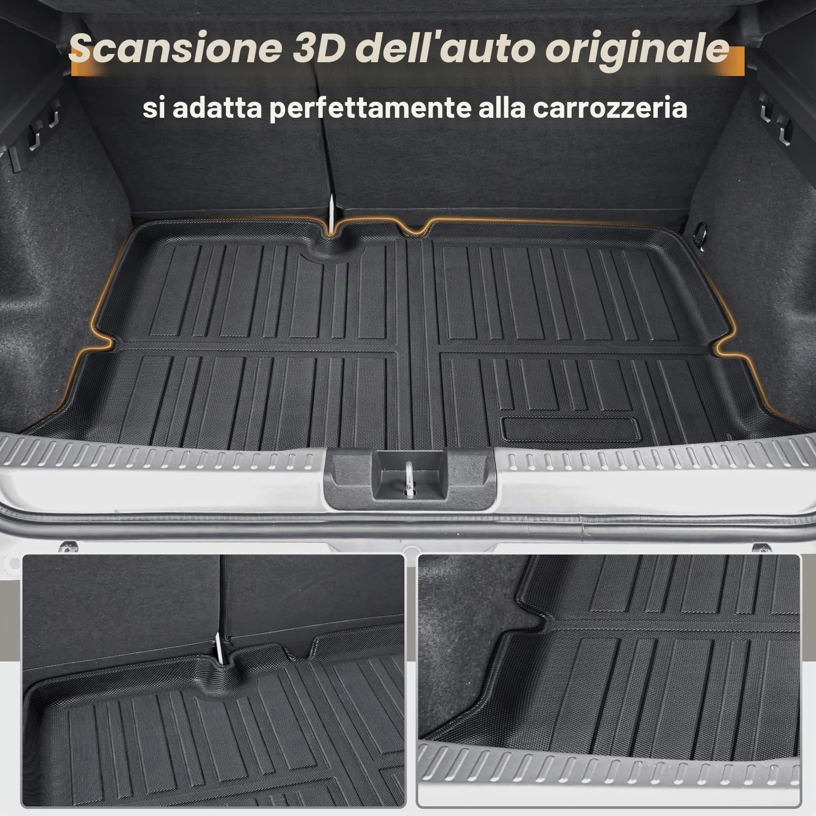ECOZEN Vasca Baule per Dacia Sandero 3/Sandero Stepway 3 2021-2026 3D TPE (inferiore) Proteggi Bagagliaio auto Tappetino del bagagliaio bordino rialzato resistente impermeabile tutte stagioni