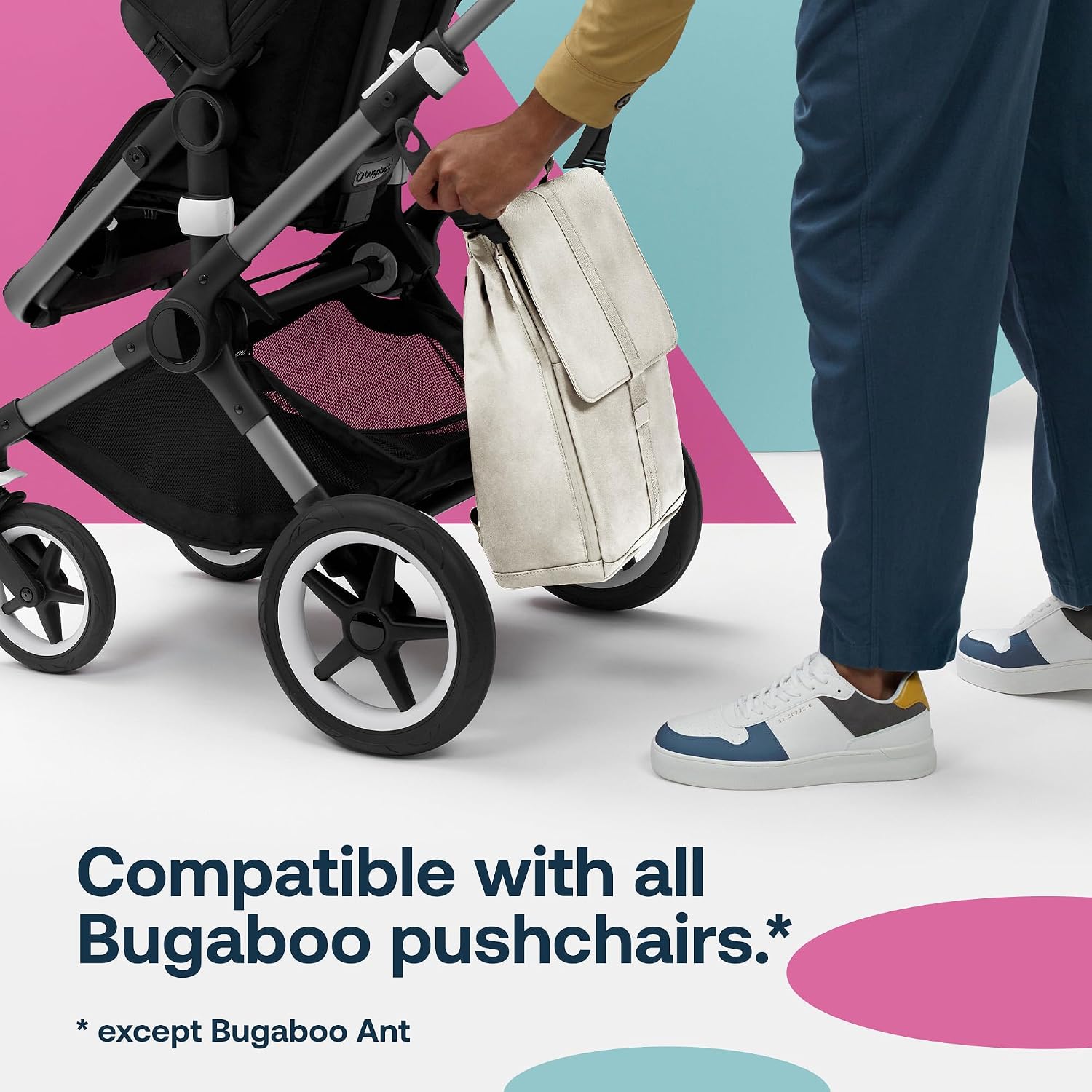 Bugaboo Changing Backpack Diaper Bag – Water-Repellent & 100% Recycled Fabric, Includes Portable Changing Mat & 2 Clutches – Stroller Compatible Baby Travel Backpack with Laptop Sleeve – Desert Taupe