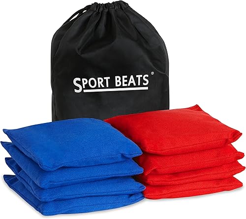 SPORT BEATS Juego de 8 bolsas de Cornhole para todo tipo de clima, para juegos de lanzamiento de cornhole - peso y tamaño regulables, incluye bolsas