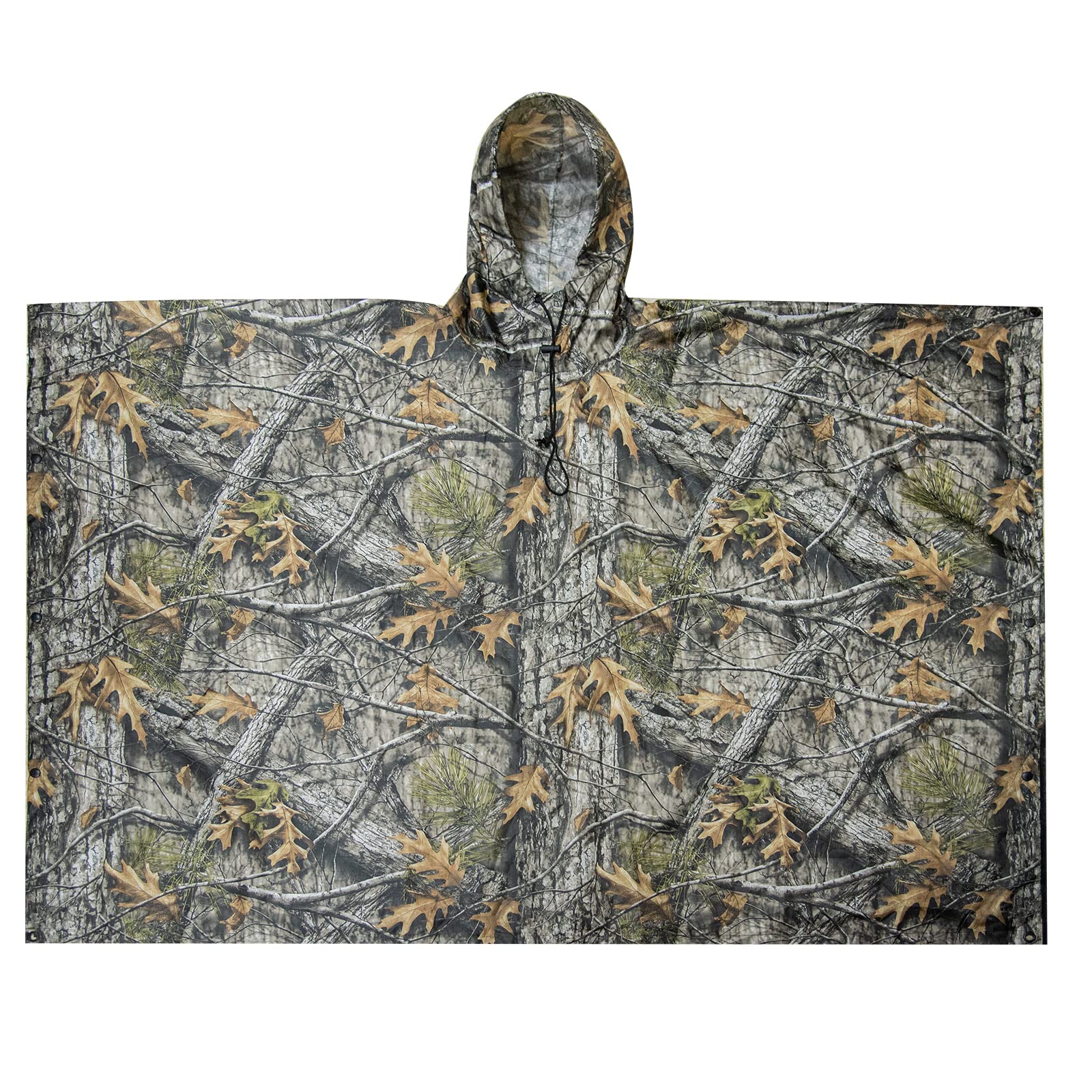 Lightweight Waterproof Rain Poncho with Hood Camouflage Design Ripstop Multi-Purpose Raincoat for Men and Women Rain Cape Quick Drying Reusable for Camping Fishing Hunting Events