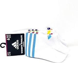 ADIDAS Aeroready Drying Technology Superlite 6 Pairs No Show Women's Socks Size 5-10 White Bright Cyan Bold Pink Yellow Flash