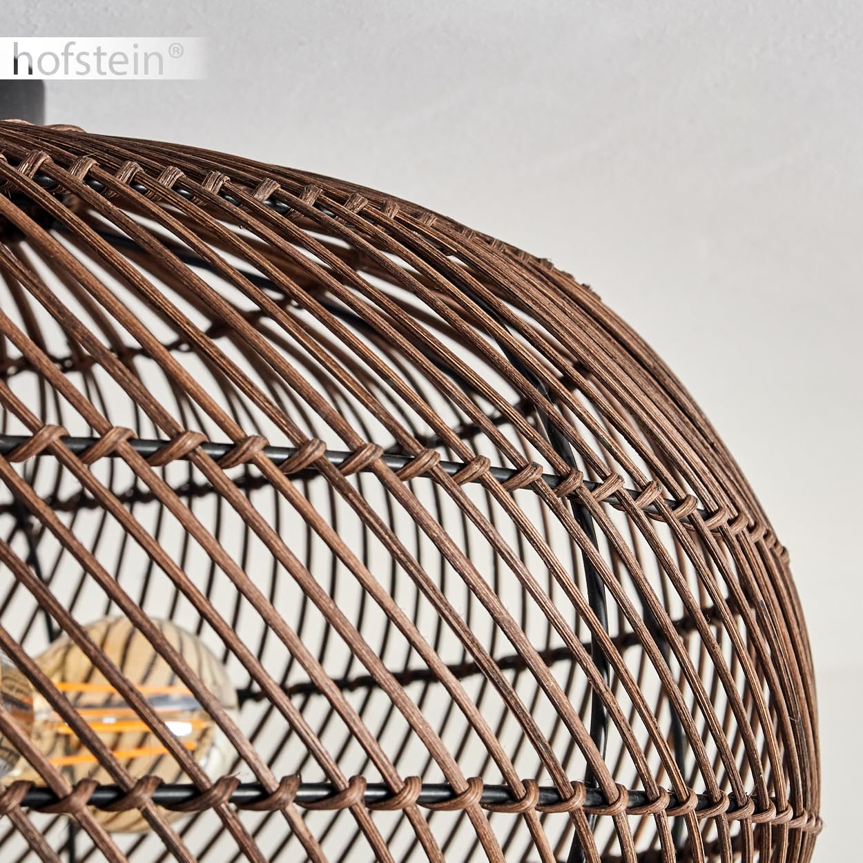 Plafoniera Brandala, lampada da soffitto moderna in metallo/rattan nero/marrone scuro, stile boho con un fantastico effetto luminoso sul soffitto, Ø 50 cm, 3 luci, x E27, senza lampadine