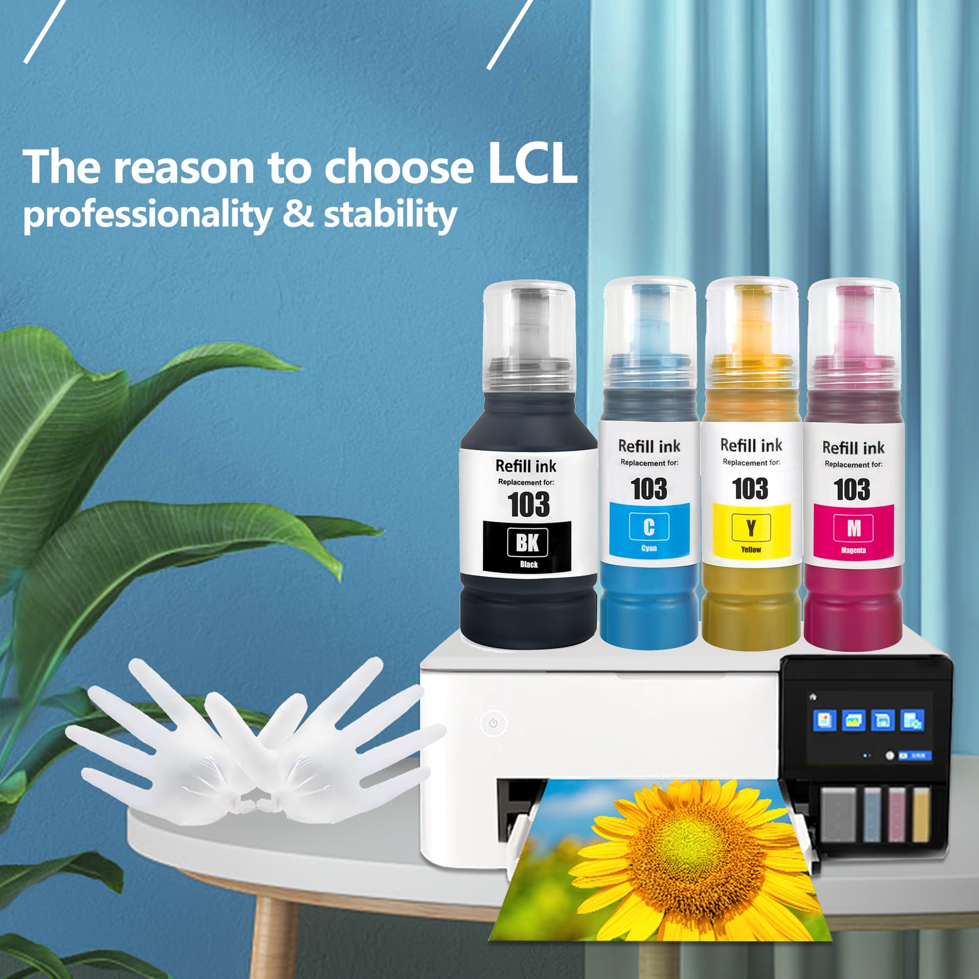 LCL 103 tusz kompatybilny z Epson 103, butelka atramentowa Multipack kompatybilna z Epson EcoTank L1110, L1210, L1250, L3100, L3101, L3110, L3111, L3116, L3150, L3151, L3156, L3160 L32100 L3211