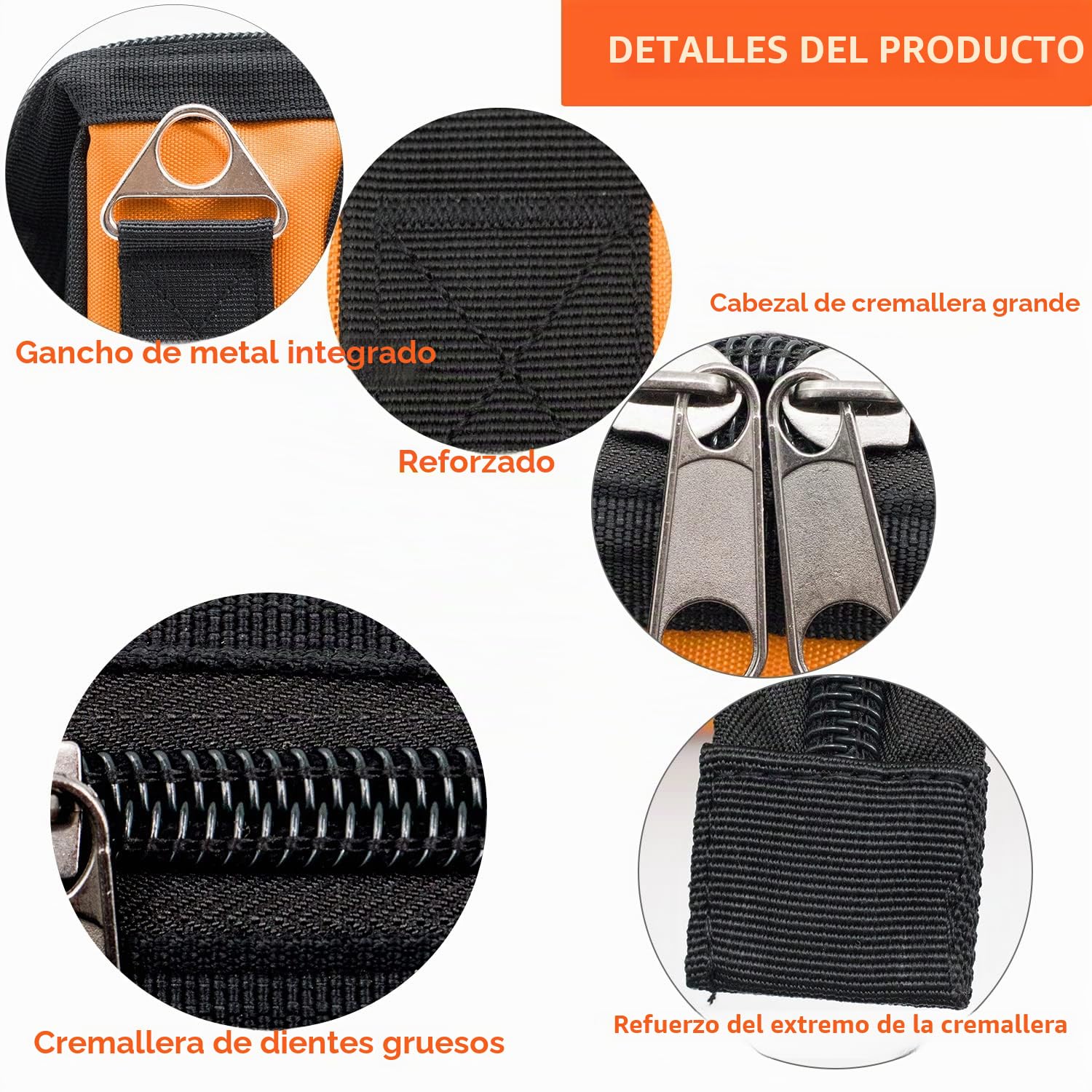 Bolsa de herramientas de 13 pulgadas a prueba de agua de boca ancha correa de hombro ajustable carpintería electricista construcción jardinería herramientas de almacenamiento Naranja y Negro