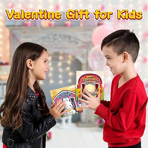 Miniatura 5 de Tarjetas del día de San Valentín para niños, paquete de 24 marionetas de dedo de animales de granja con tarjetas únicas, juguetes de granja,