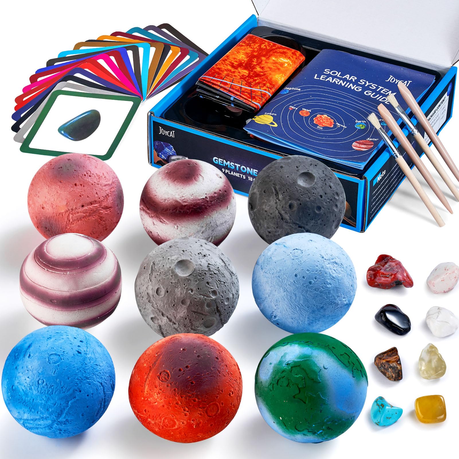 JoyCatGemstone Dig Kit, Excavate 18 Gems from The Solar System, Space Planet Toys STEM Science Kits for Kids Age 6-8-12, Archaeology Geology Science Projects Christmas Birthday Gift for Boys Girls
