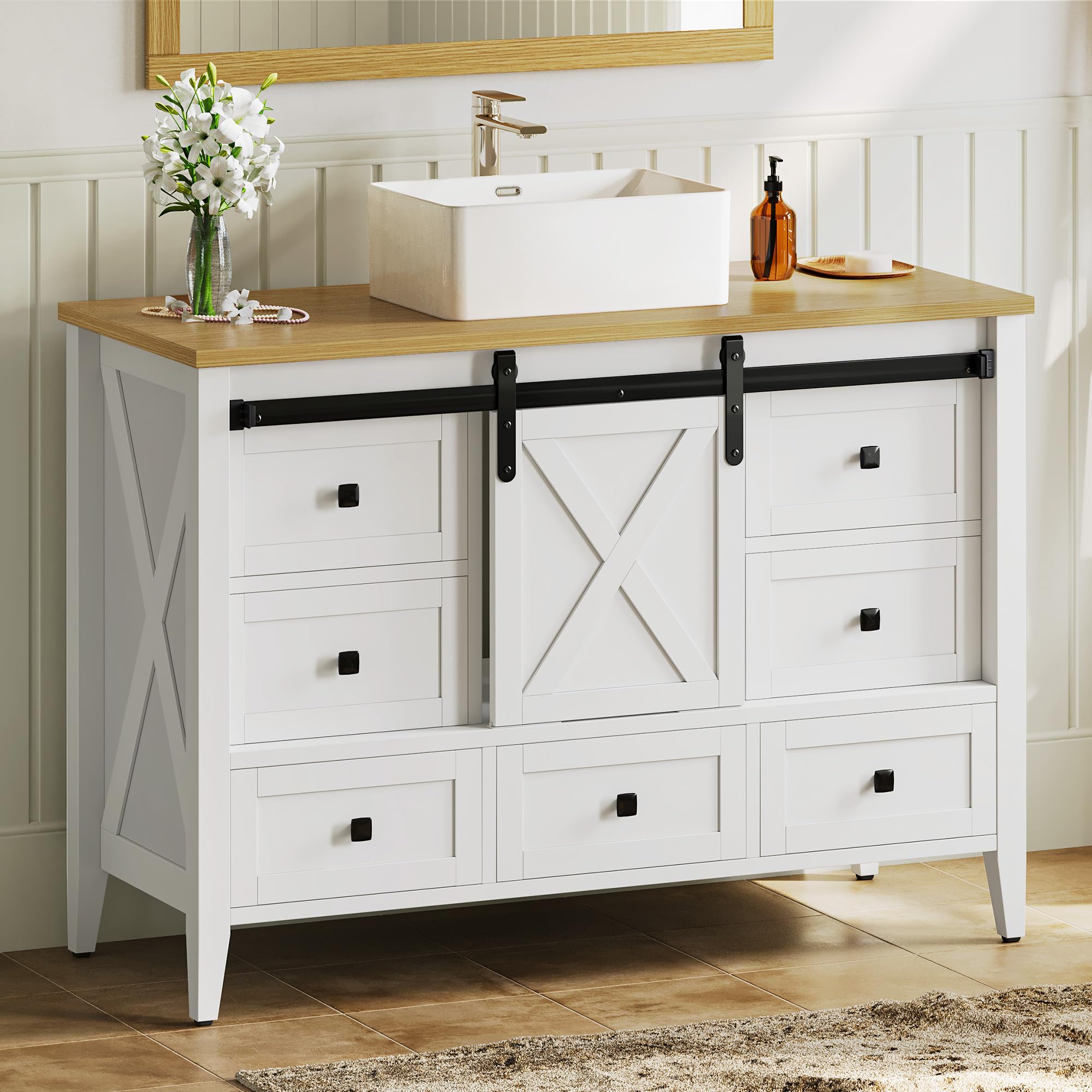 Snapklik.com : DWVO 48" Farmhouse Bathroom Vanity