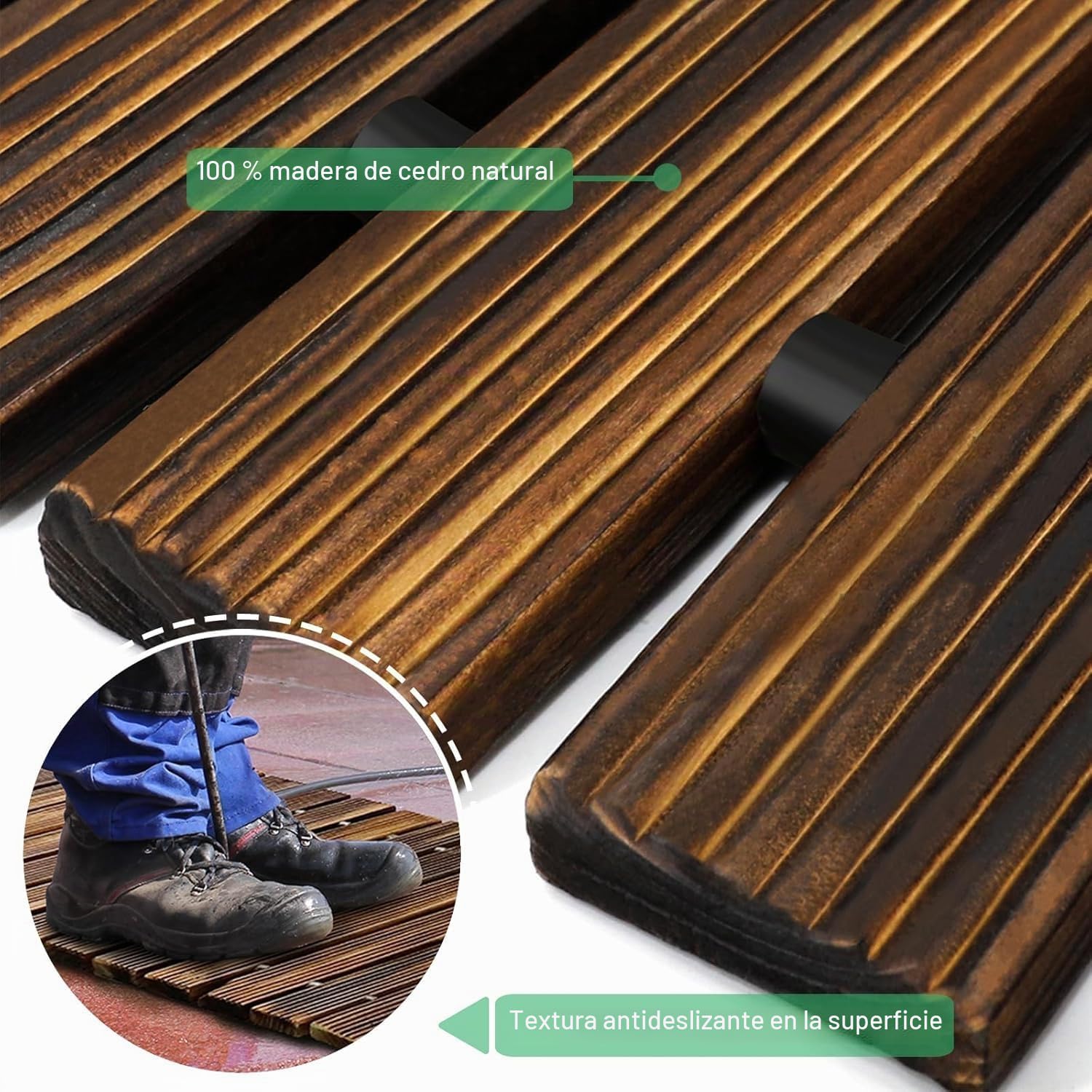Camino de jardín enrollable, camino de jardín de madera, resistente a la intemperie para patios al aire libre, pasarela de madera dura enrollable de 17 pulgadas de ancho (marrón oscuro, 8 pies rectos)