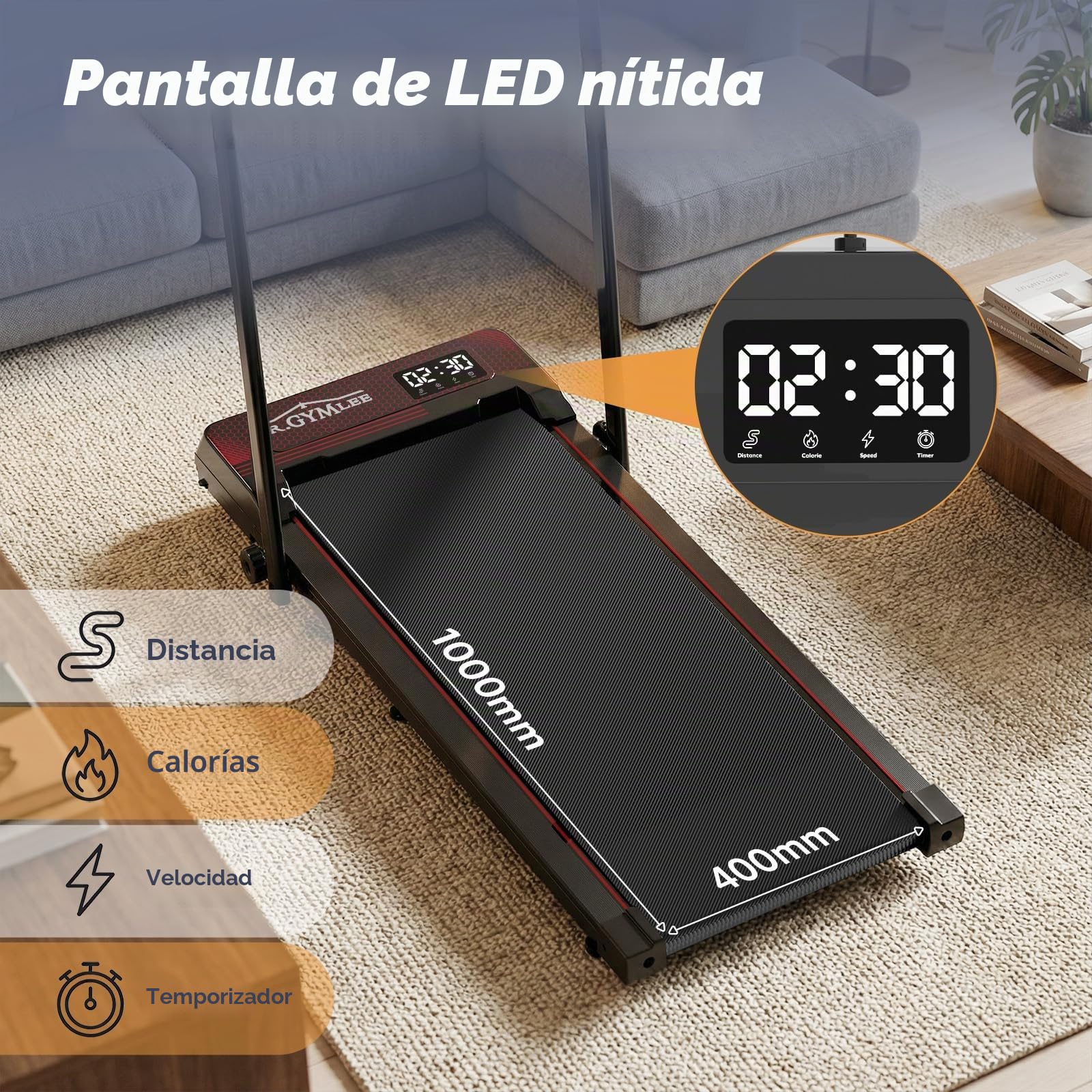 Drgymlee Cinta de Correr 1–12 km/h con Inclinación Automática del 10%, Walking Pad 4 en 1 Plegable para Casa y Oficina, Silenciosa, Control Remoto, Pantalla LED, Compacta