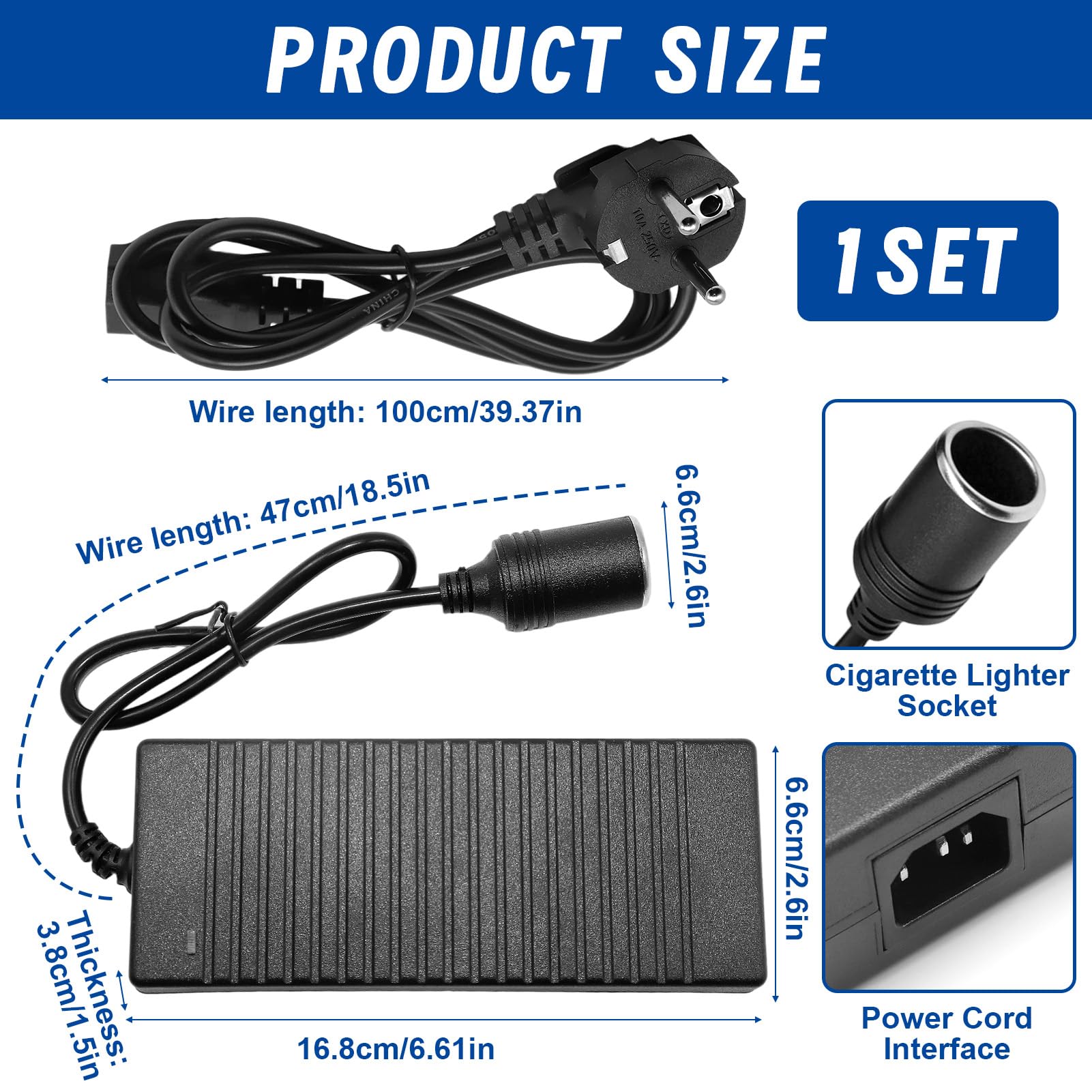Convertisseur 220V 12V Adaptateur Allume Cigare Secteur 10A 120W Transformateur Alimentation AC DC pour Glaciere Electrique Aspirateur Voiture Compresseur Air