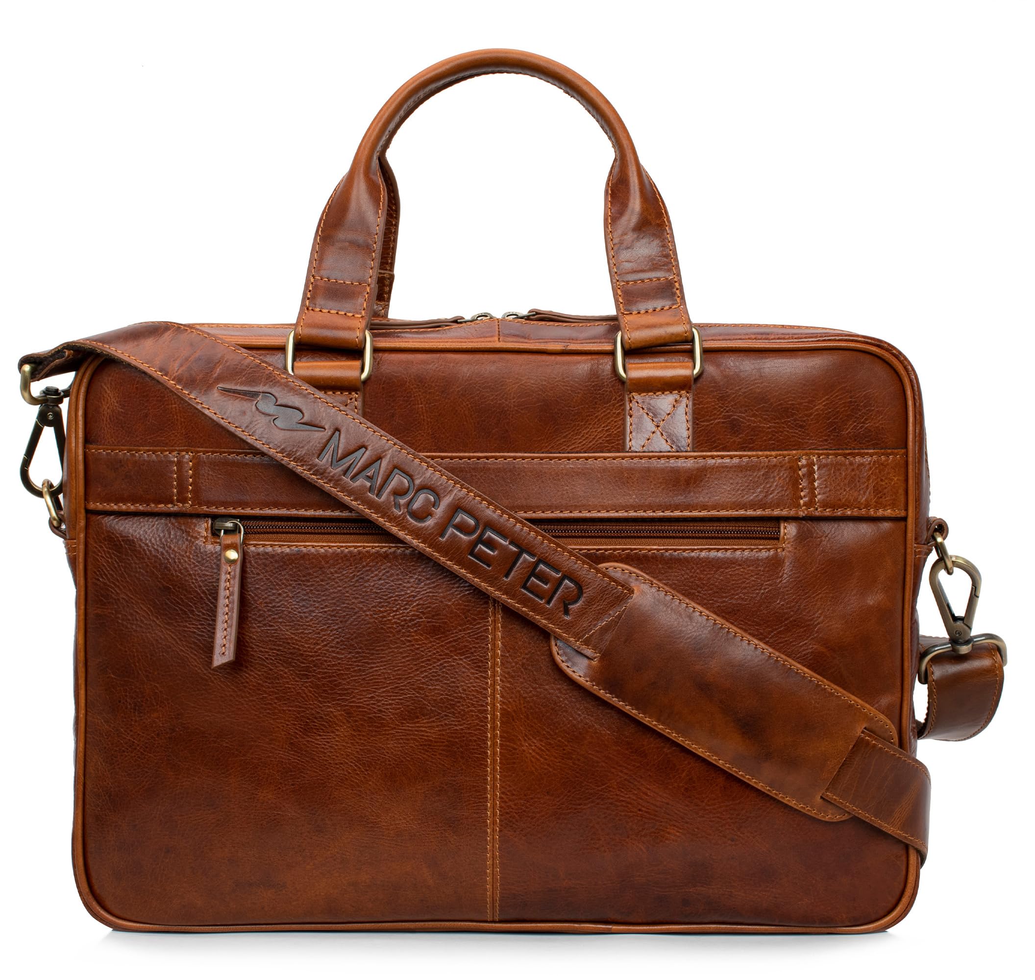 Marc Peter Seattle I - Bolso bandolera de piel para portátil de 15,6 pulgadas, maletín para ordenador portátil, para hombre y mujer