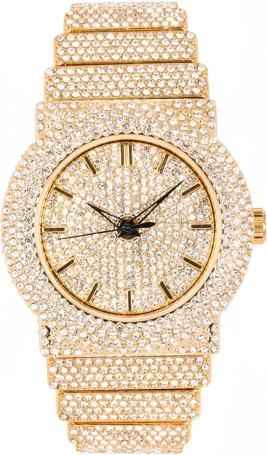 Women's 40mm Fully Iced Out Diamond Watch | Quartz Movement, Adjustable Strap, Stainless Steel Back, Stylish Luxury Gift for Her