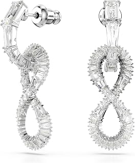 Swarovski Hyperbola droppörhängen, Infinity, Vit, Rhodiumpläterade