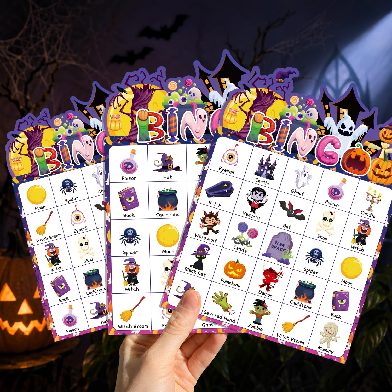 38 giochi di bingo di Halloween, 24 carte da bingo, gioco per feste per