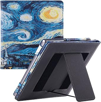 Case for 7" Kindle Oasis 9th/10th Generation | with Auto Sleep/Wake | Built-in Foldable Stand & Hand Strap | Book Folio Style | PU Leather Sleeve Cover fit Oasis 2017/2019 Starry Sky-1