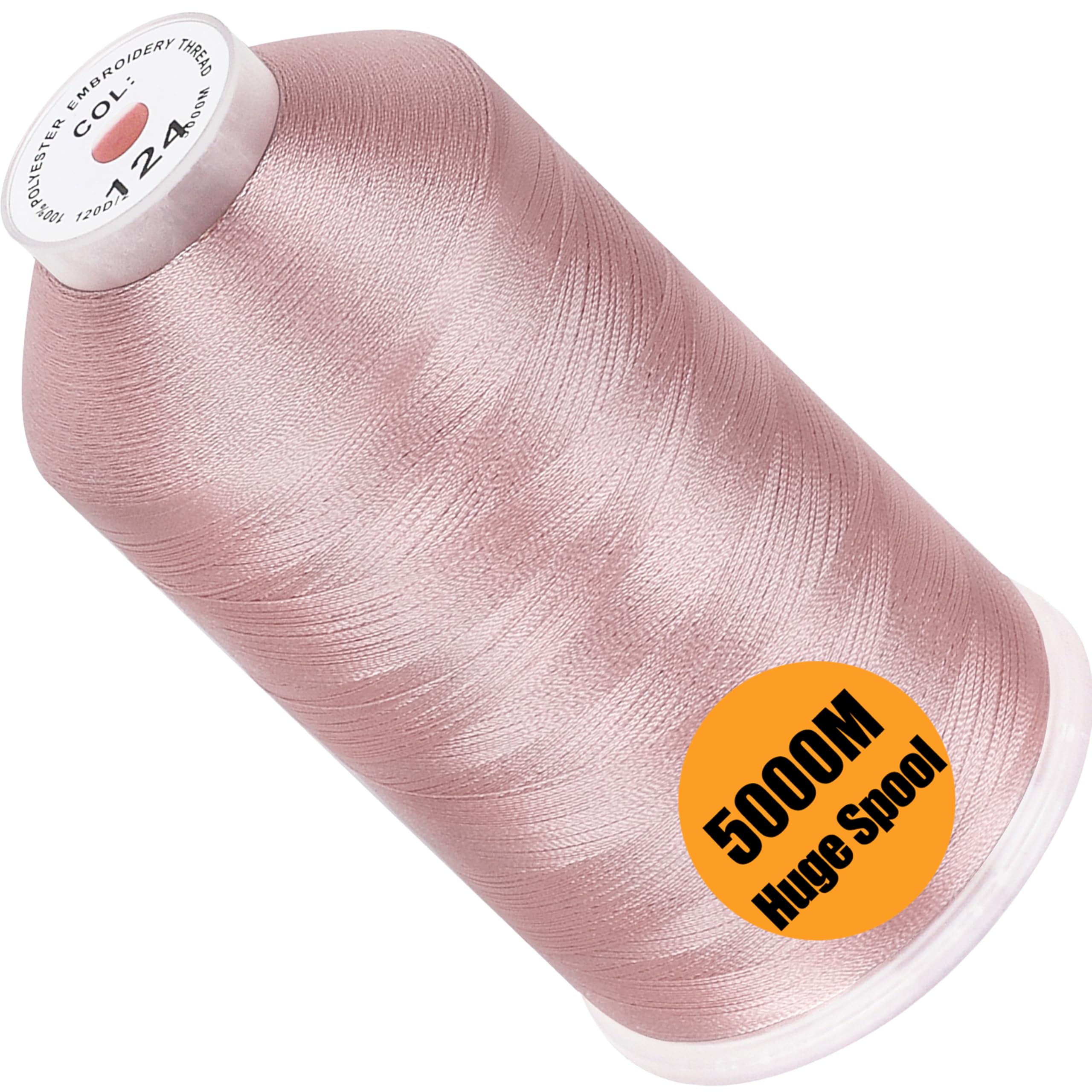 New brothread 5000M Huge Spool Embroidery Machine Thread - Flesh Pink