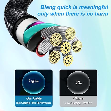 Brand-Tech for iphone Charger Cable 3 Pack Certified USB Cable Nylon Braided Long Phone Lead Fast Charger Cables For iPhone 14 pro max 14 13 pro 12 11 XS X XR 8 7 6 plus (2.0M 3Pack)