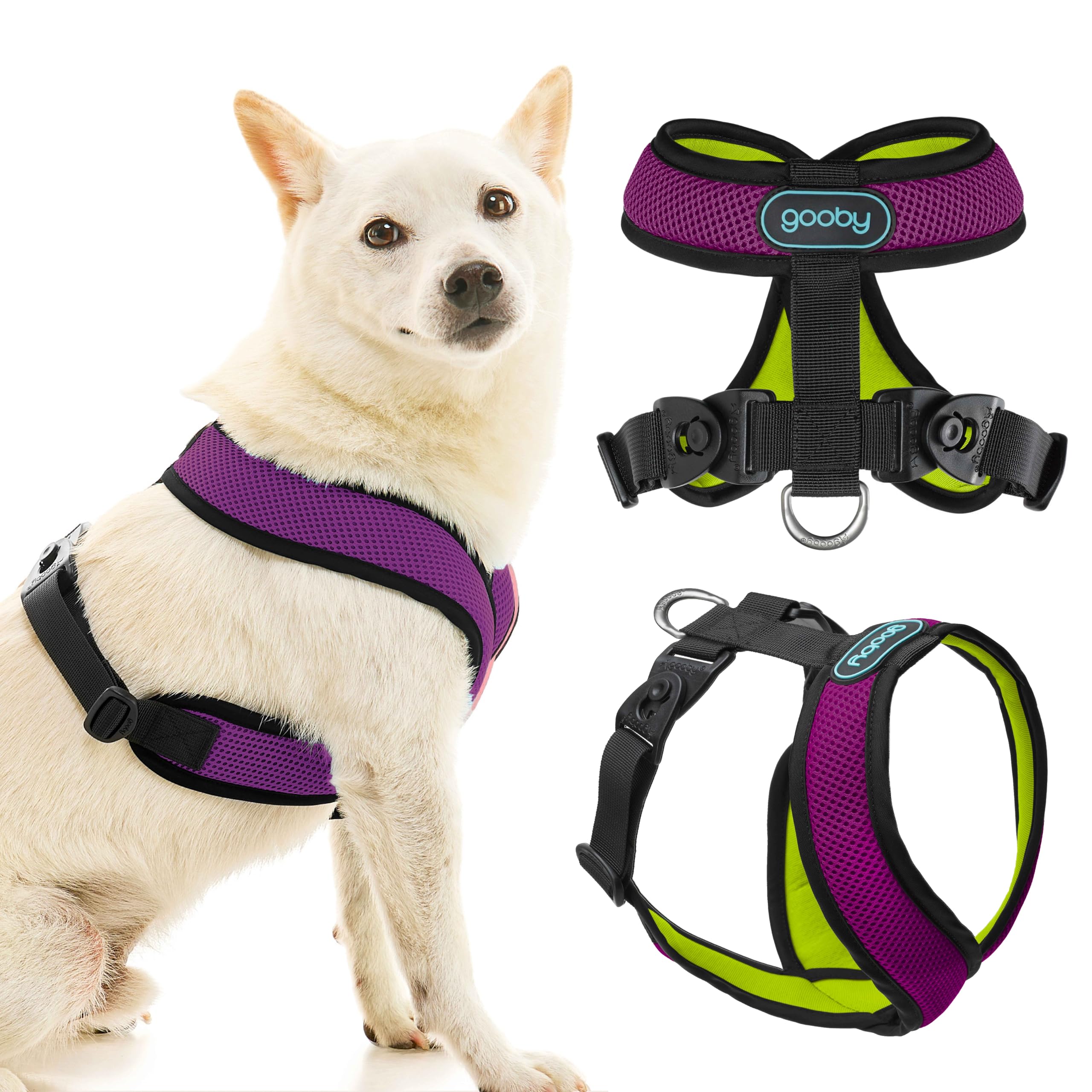 Gooby Comfort X Dual Snap Dog Harness, Choke-Free, Violet, Small | Patented choke-free V-…