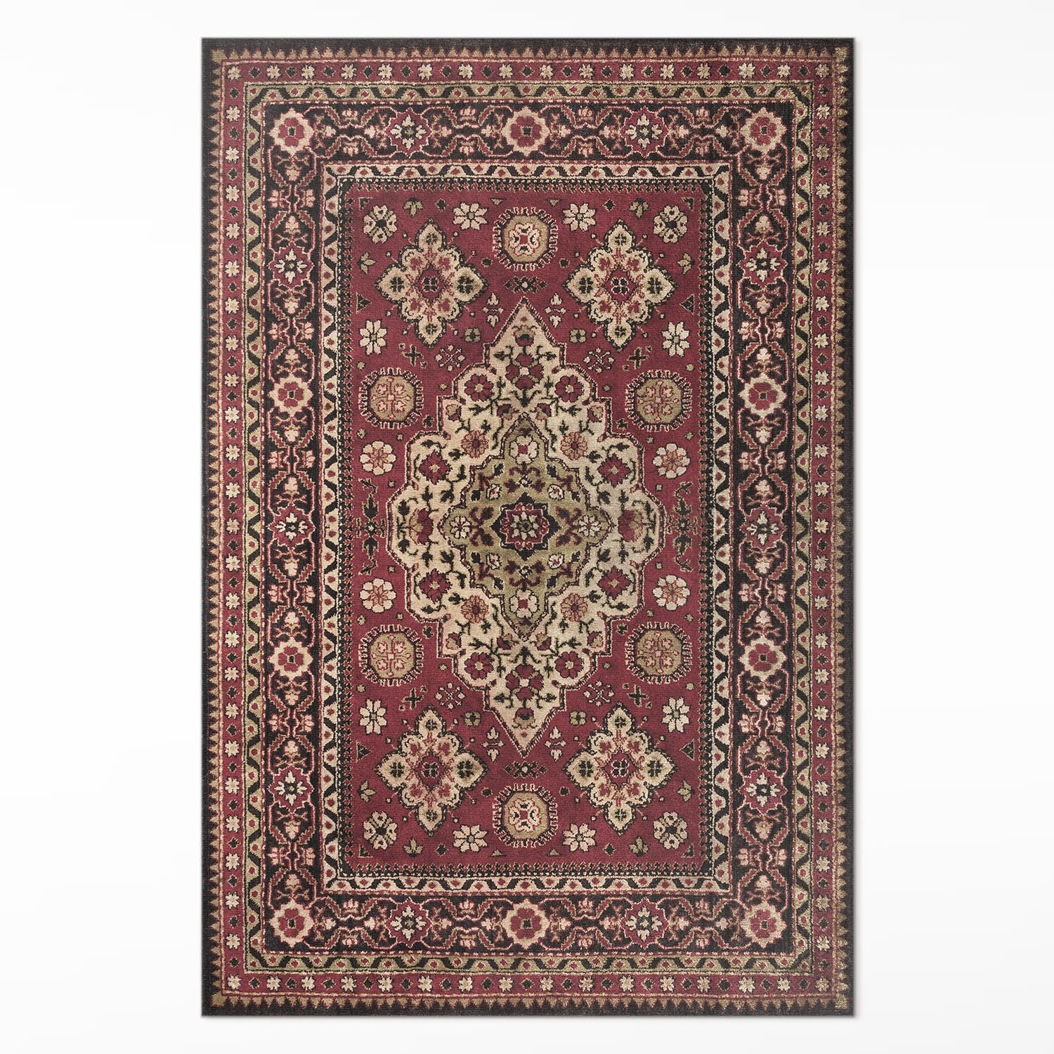Tapis en vinyle 150x225 cm cuisine salon l'intérieur PVC rouge géométrique