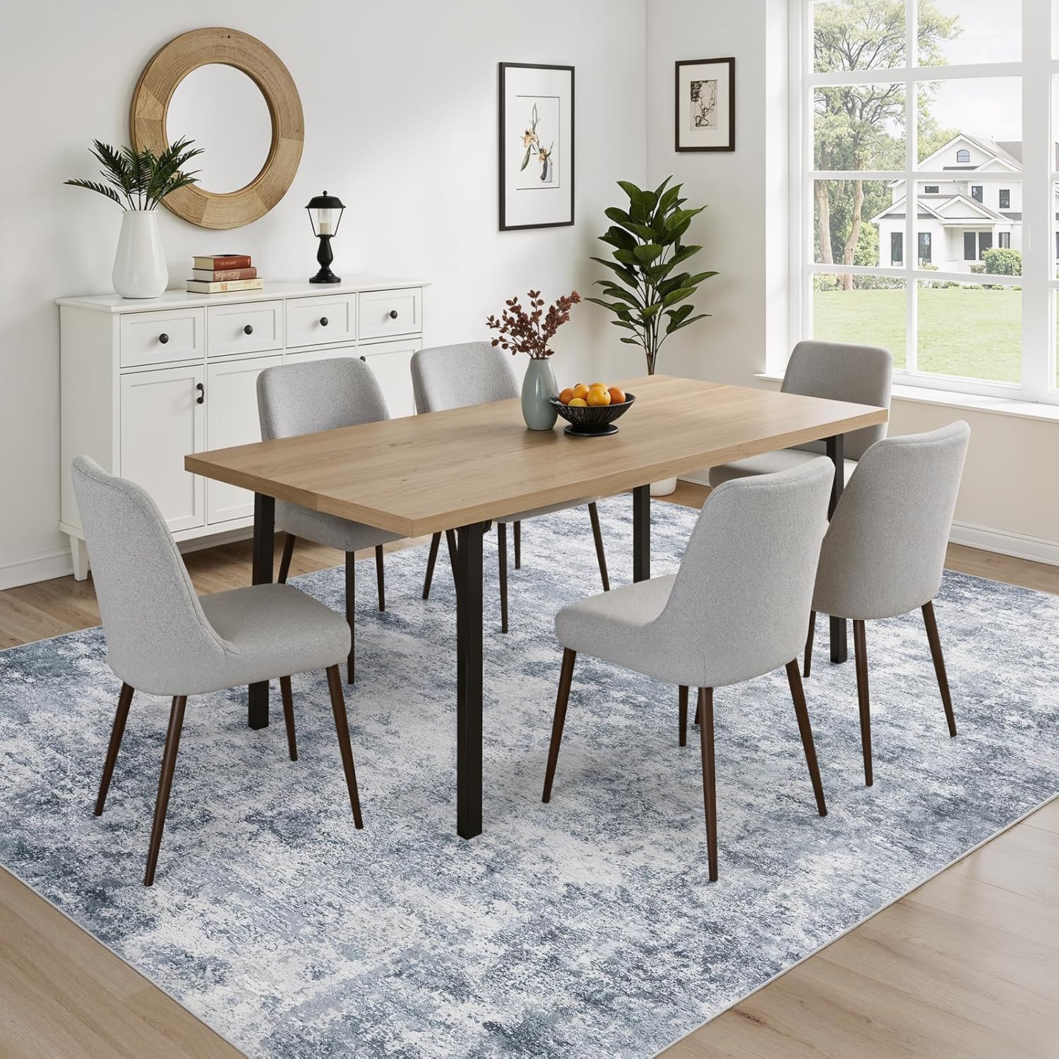 WITSHOCK 8x10 Area Rugs for Living Room : Machine Washable - Non Slip Modern Abstract Rug for Bedroom Under Dining - Stain Resistant for Household - Pet Owners (Blue)