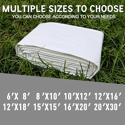 Miniatura 5 de STARPYNG - Cubierta de lona de polietileno blanco resistente de 0.394 in - Gruesa impermeable, resistente a los rayos UV, duradera, resistente a la